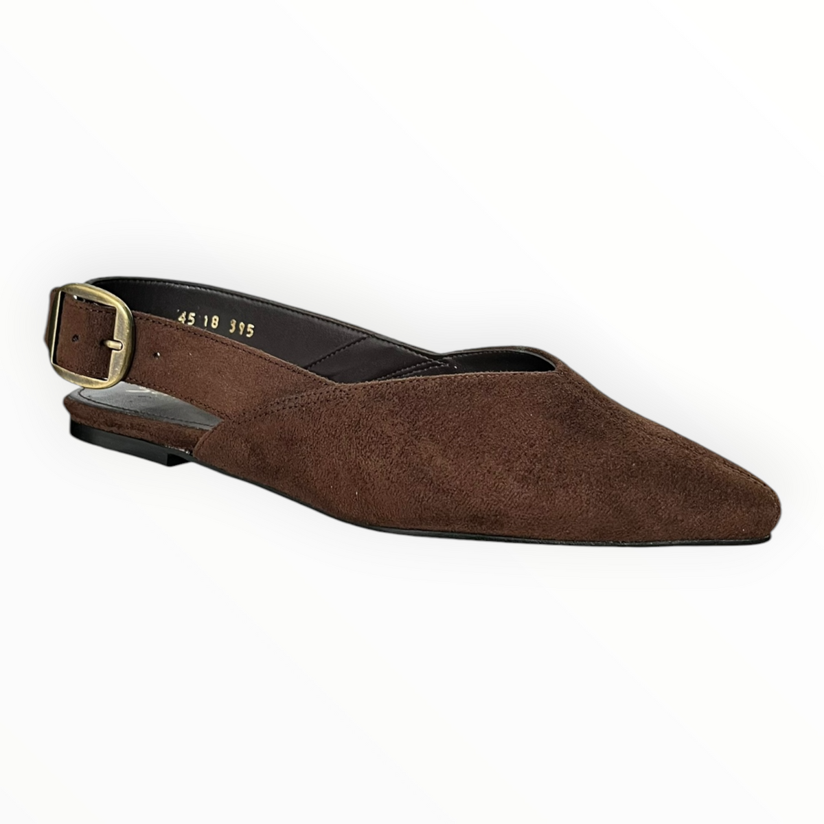 Flats Slingback De Gamuza Café Con Hebilla Grande Senties