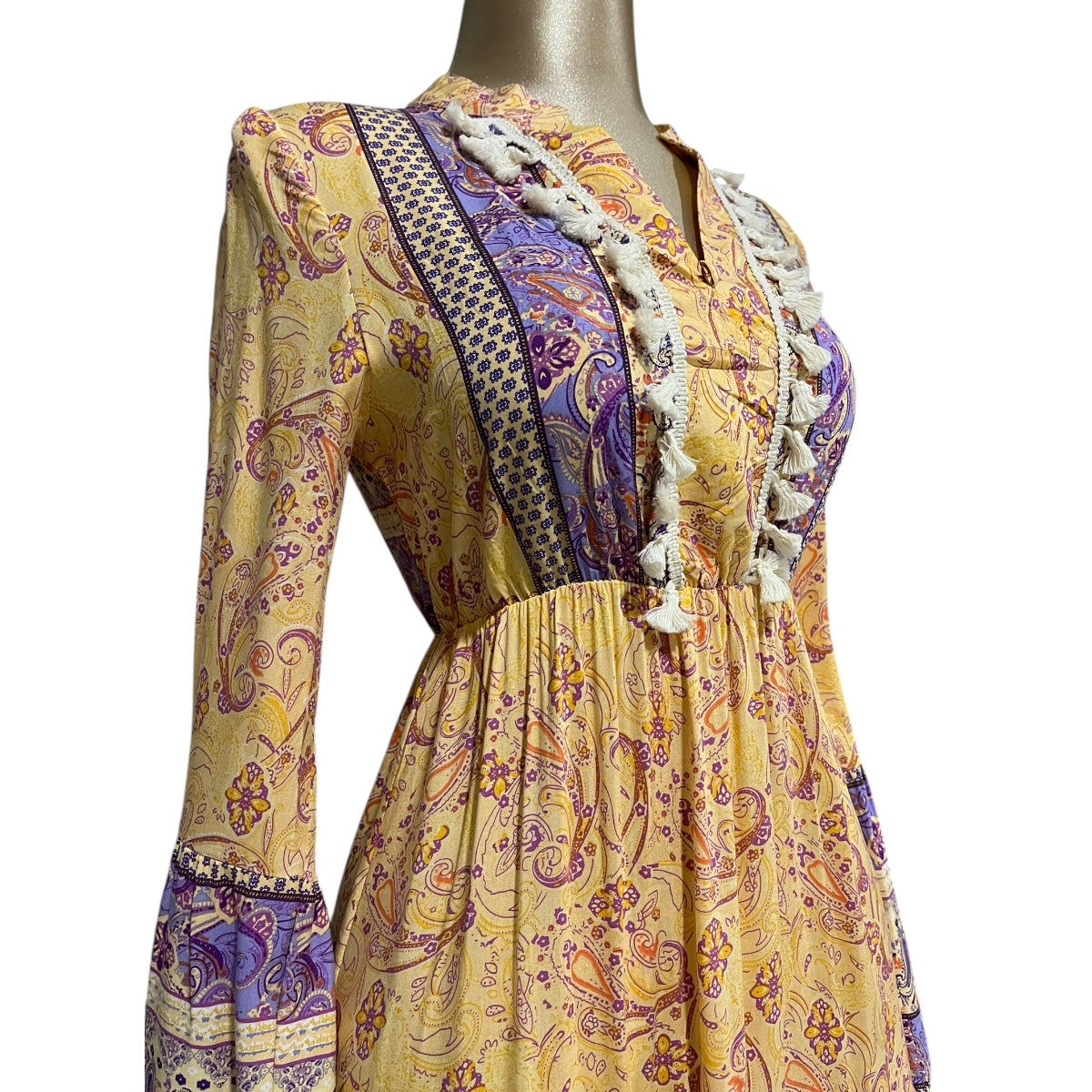 Vestido Largo Estampado Amarillo Estampado Multicolor