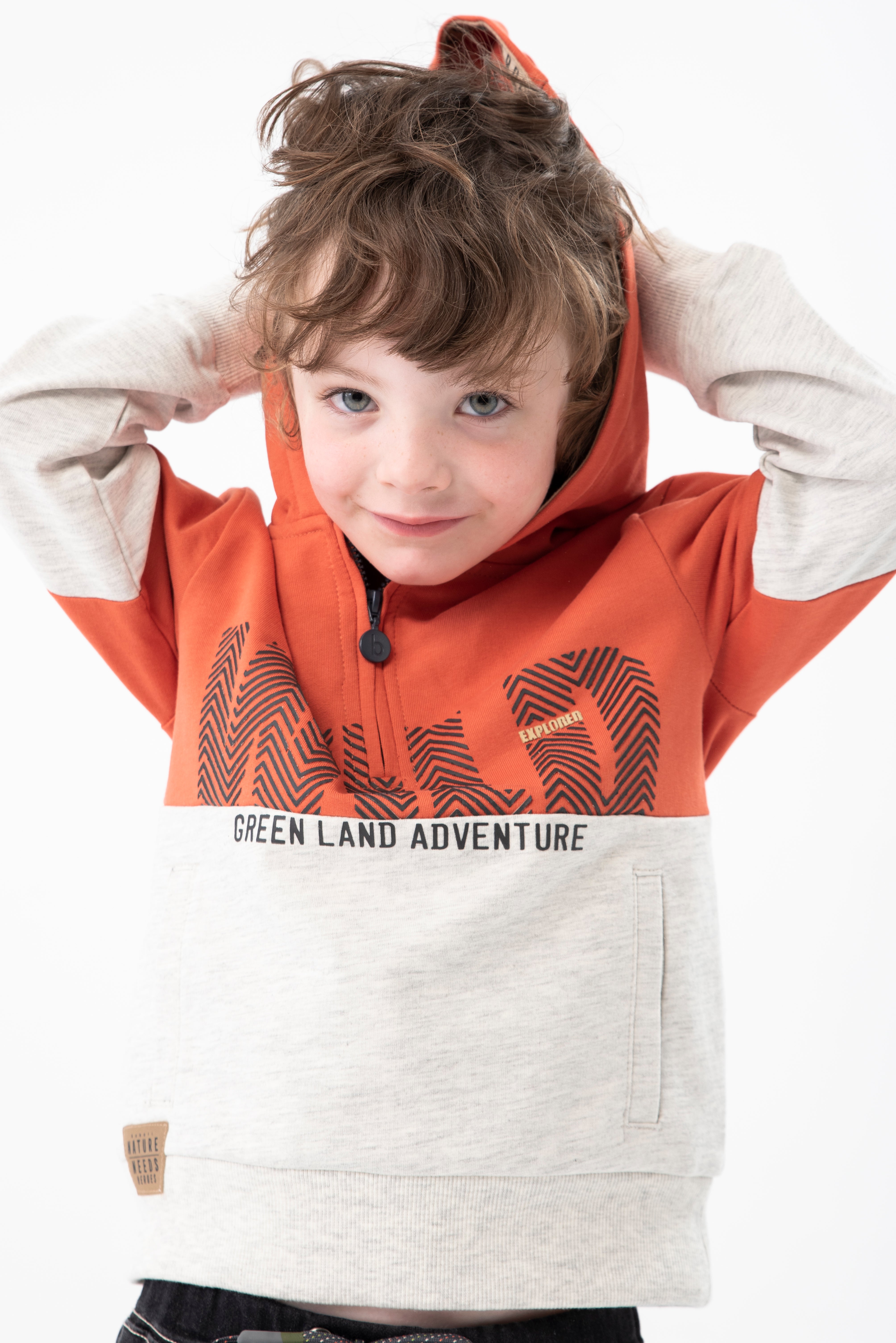 Sudadera De Felpa Con Capucha Para Niño Color Naranja BOBOLI