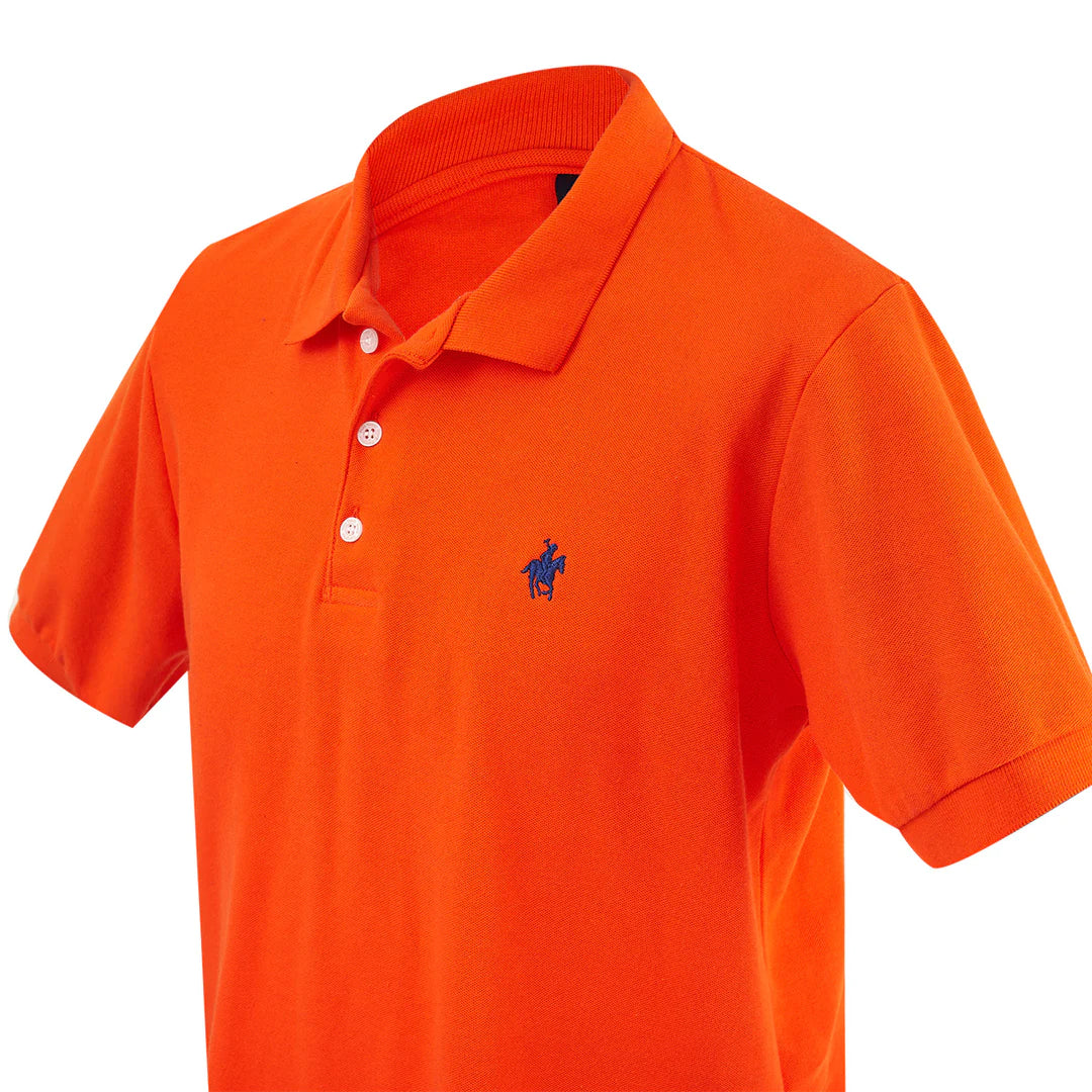 Playera Polo Clásica Naranja Rock Hampton Polo Team
