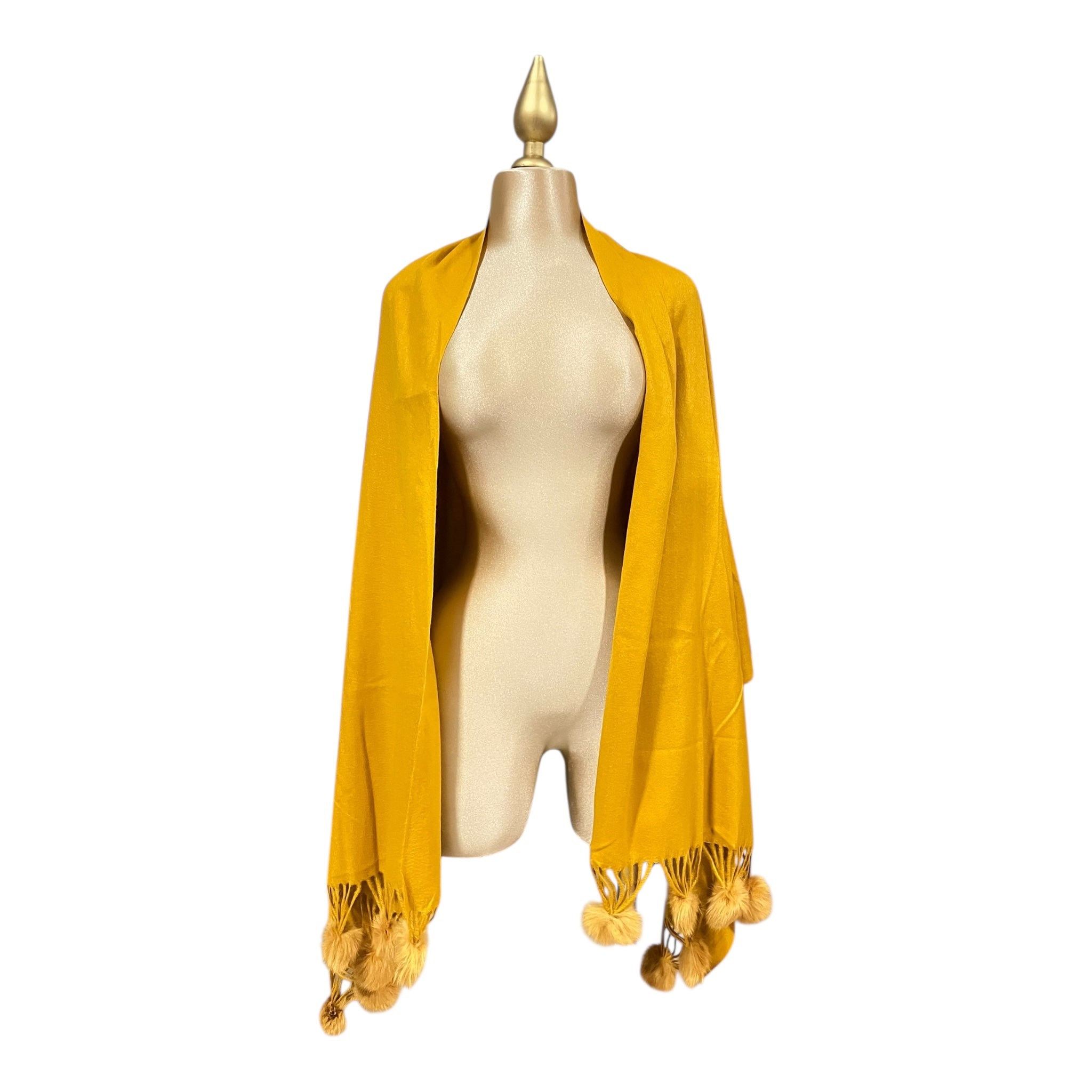 Pashmina Amarillo Larga Flecos/Pompones MUSSI