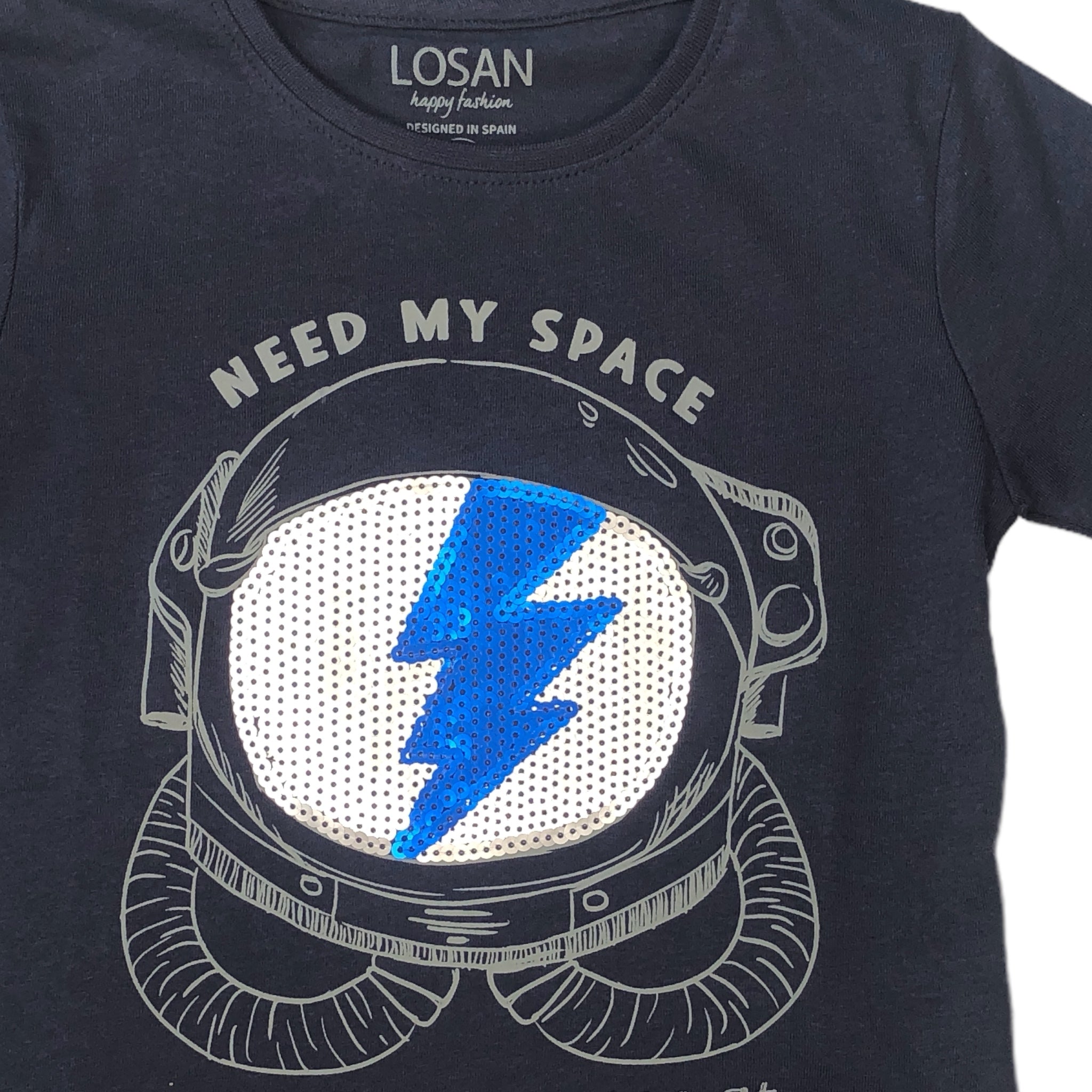 Playera  "Need My Space" azul marino para niño LOSAN.