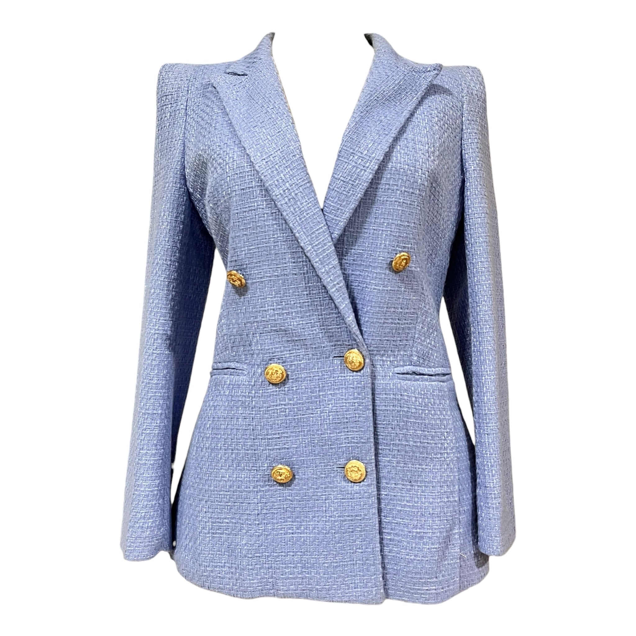 Blazer Elegante Tipo Tweed Azul LC
