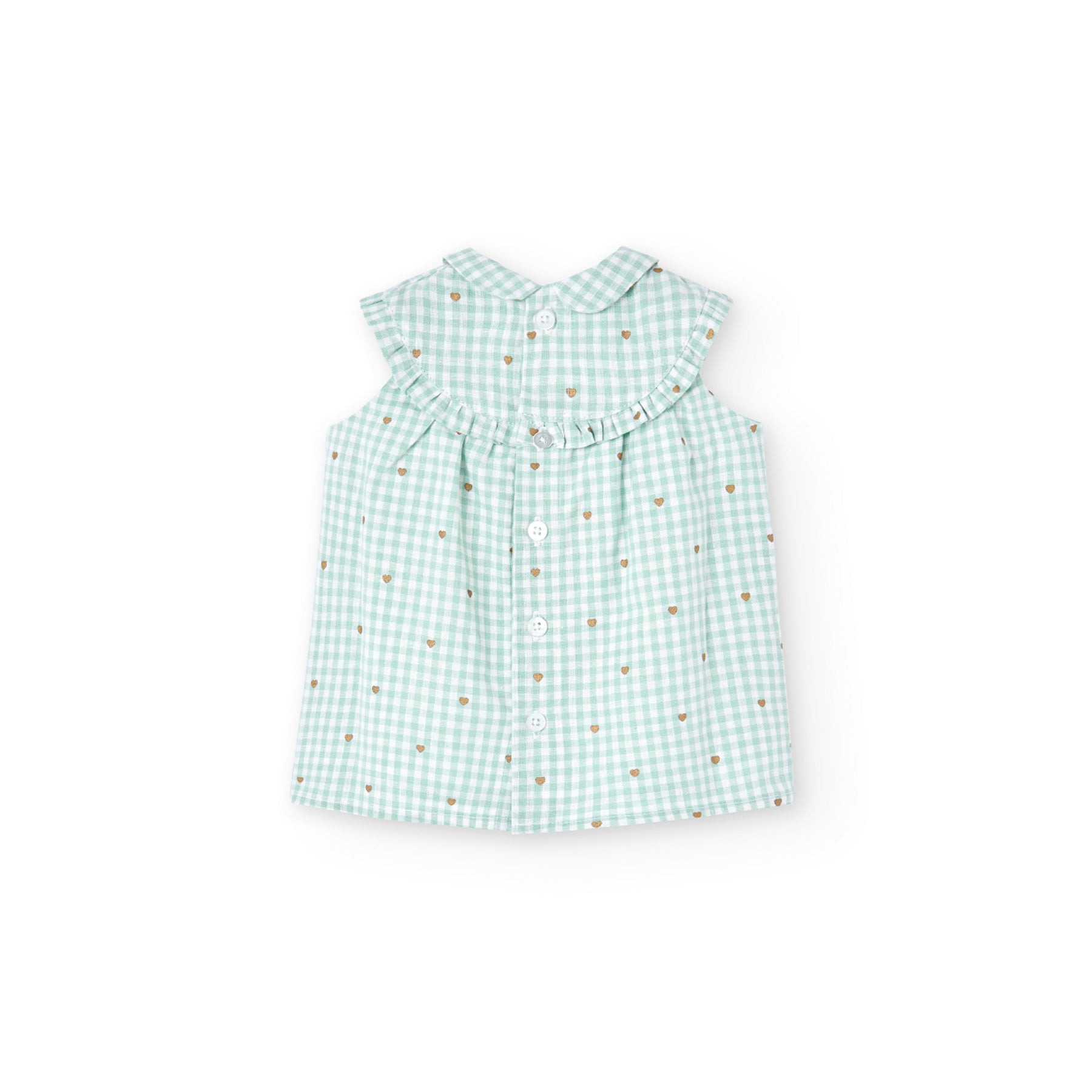 Conjunto de Vestido De Lino Con Cuadros Vichy y  Braguita Para Bebé Niña BOBOLI