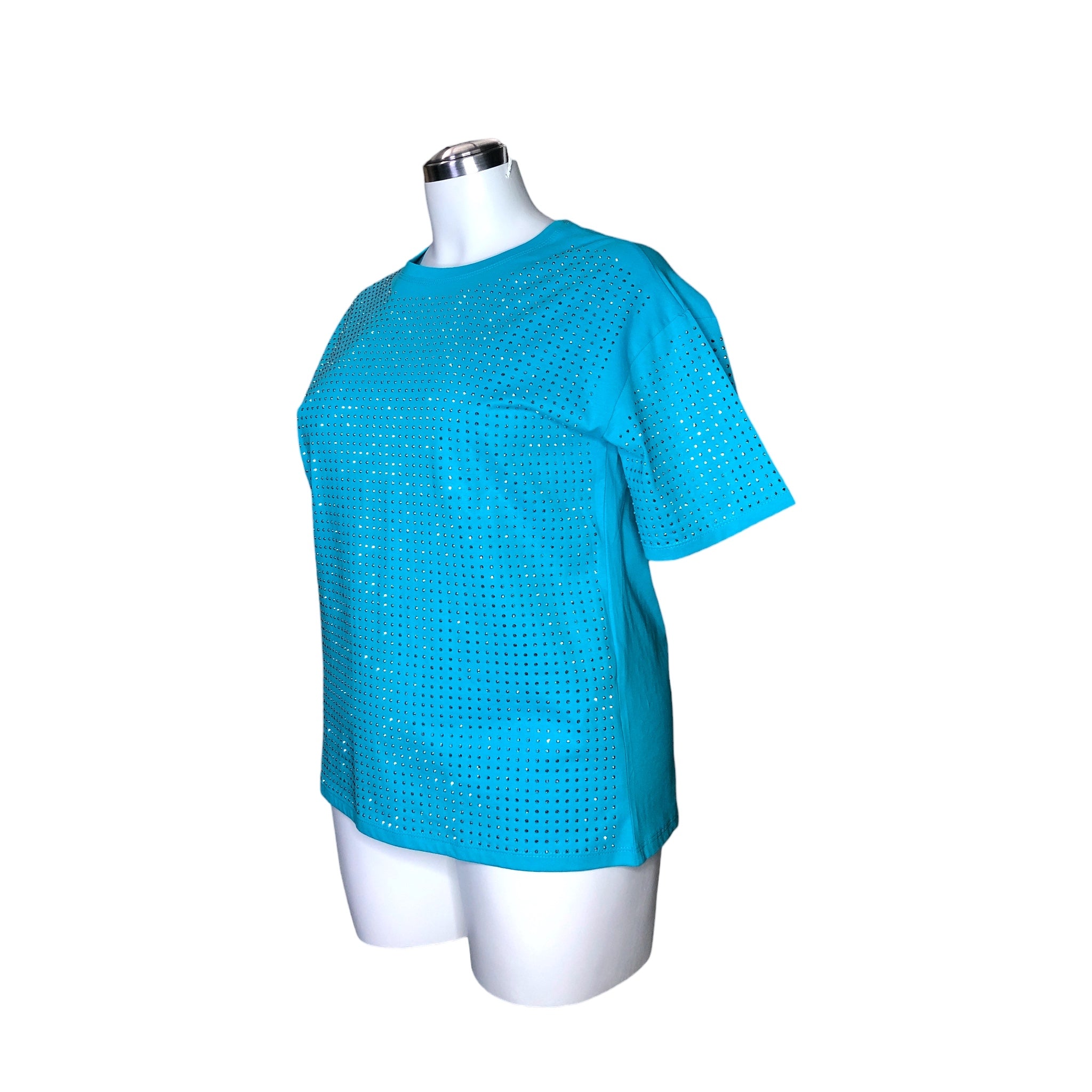 Playera Azul Curvy Con Pedrería LC