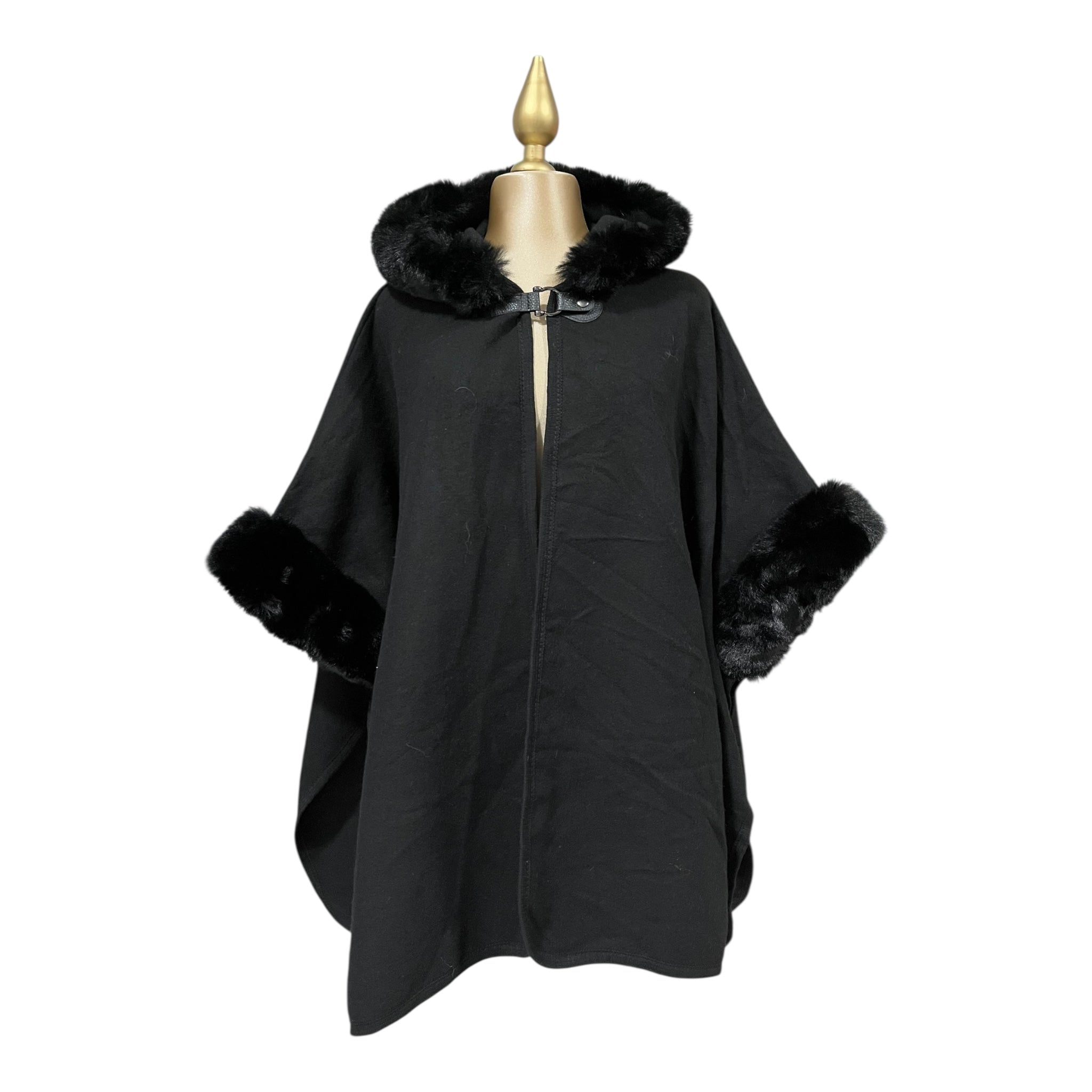 Capa Negro Con Gorro Para Dama MUSSI