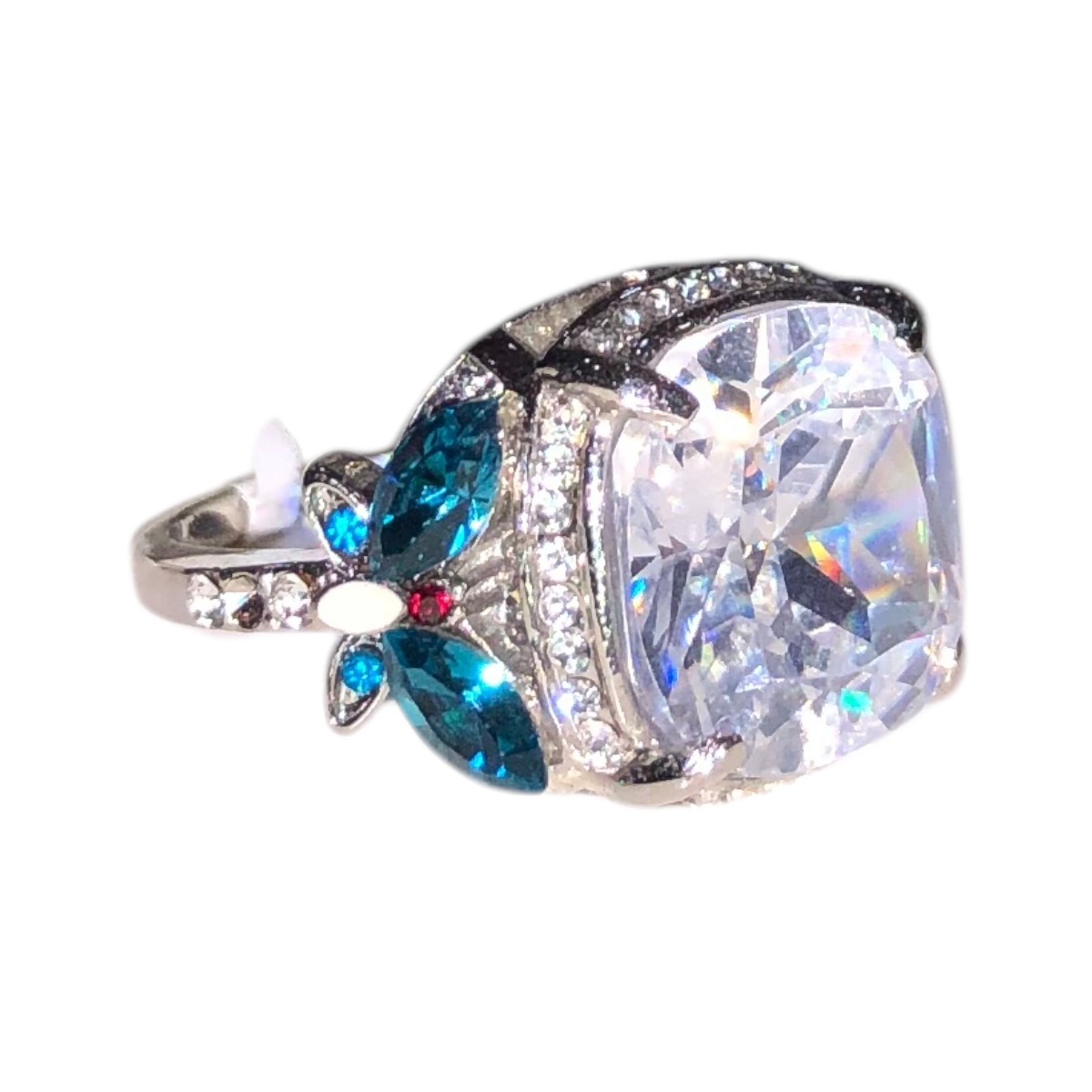 Anillo Piedra Cuadrada/ Mariposas