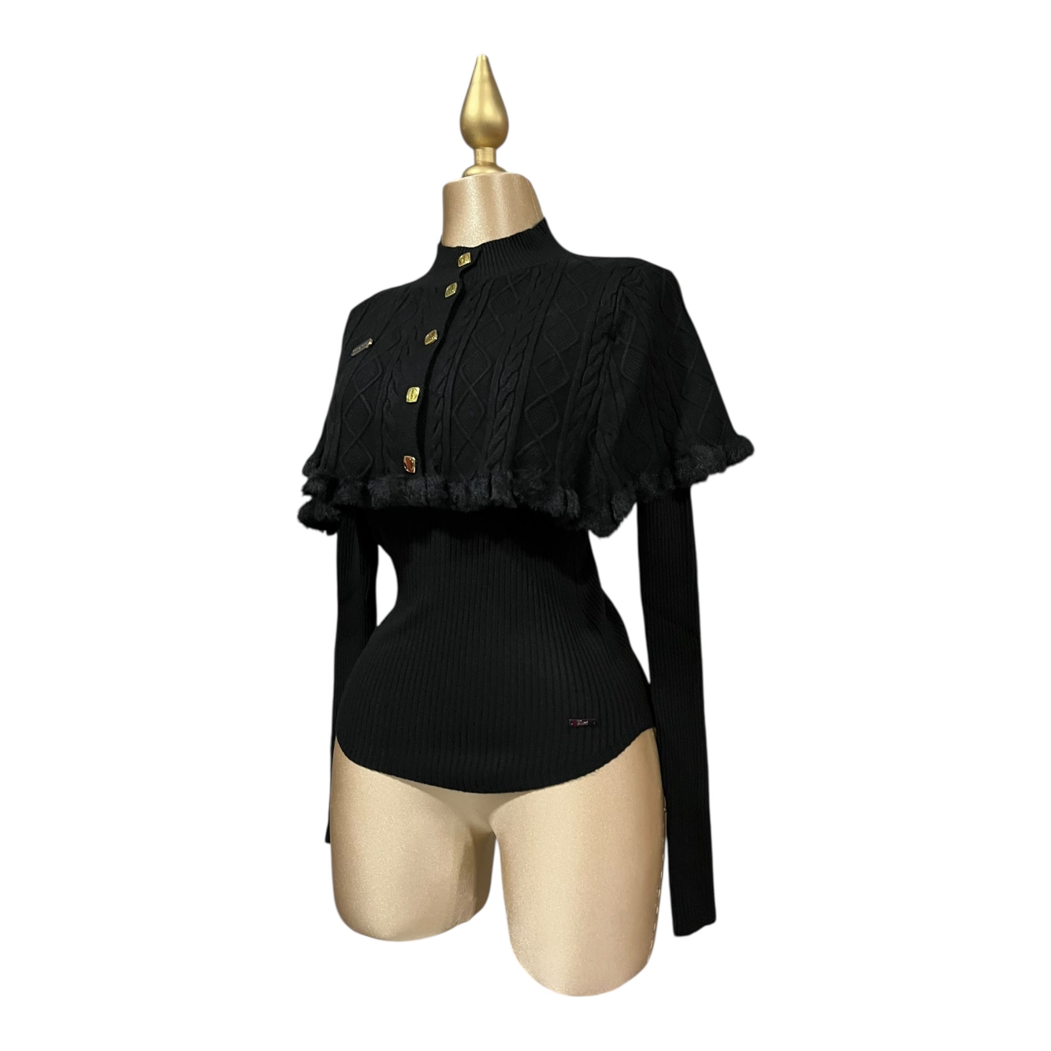 Dúo de Suéter Y Capa Negro Para Dama MUSSI