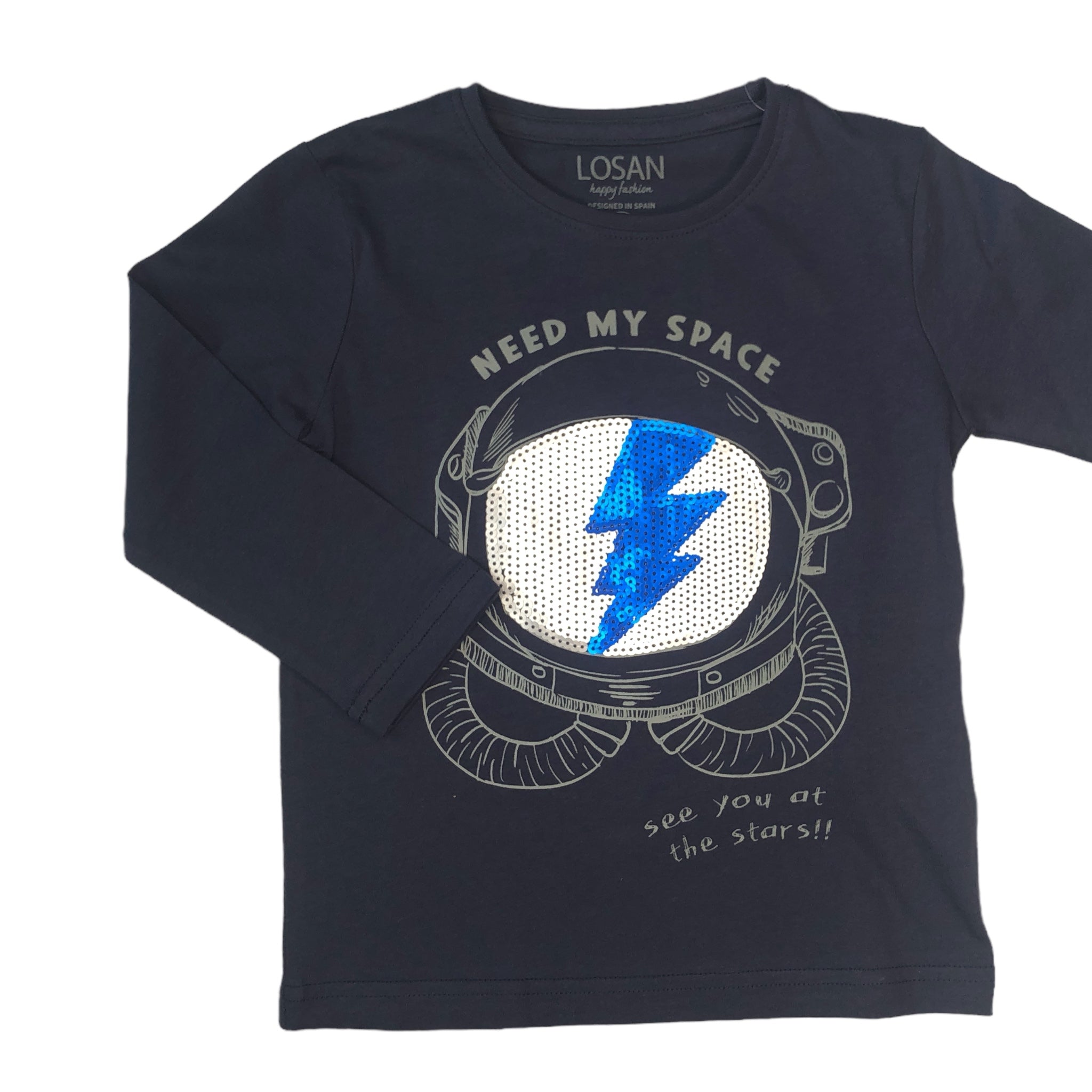 Playera "Need My Space" Azul Marino Para Niño Losan
