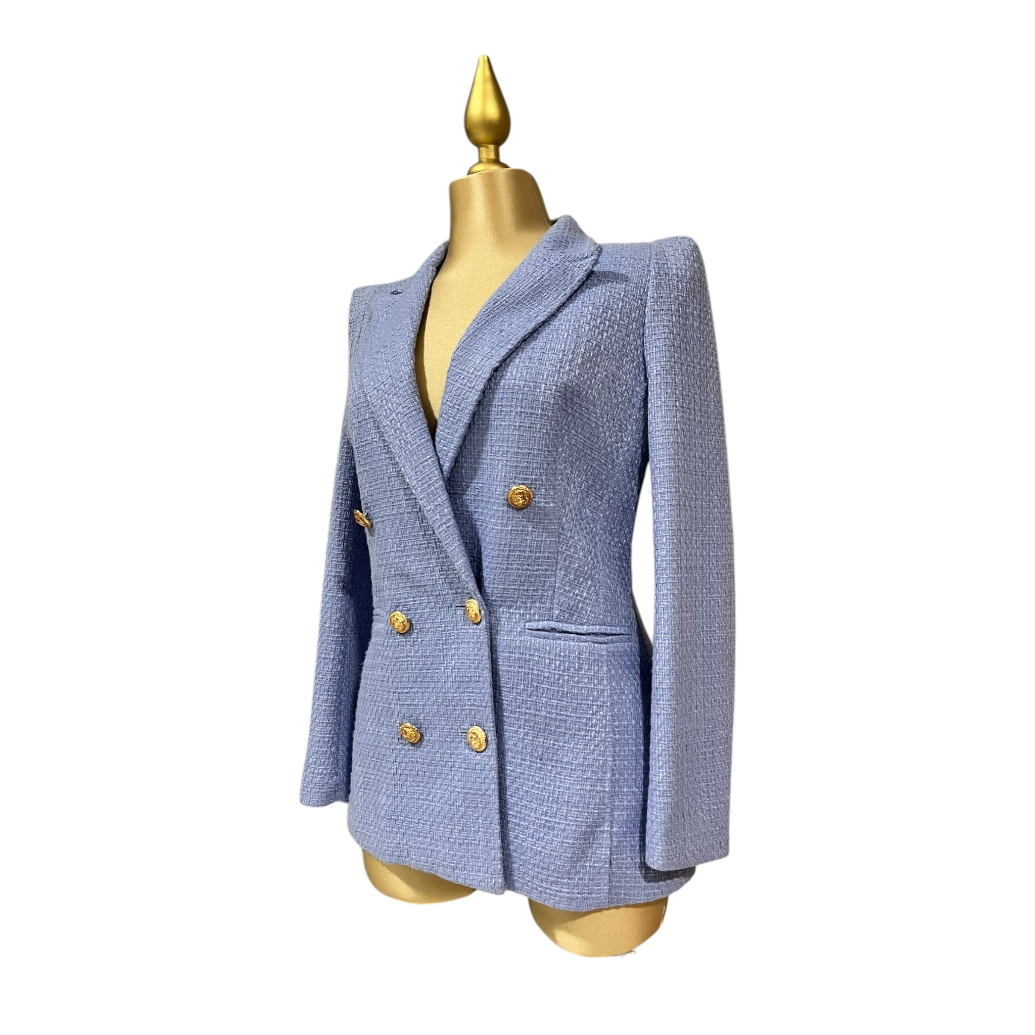 Blazer Elegante Tipo Tweed Azul LC