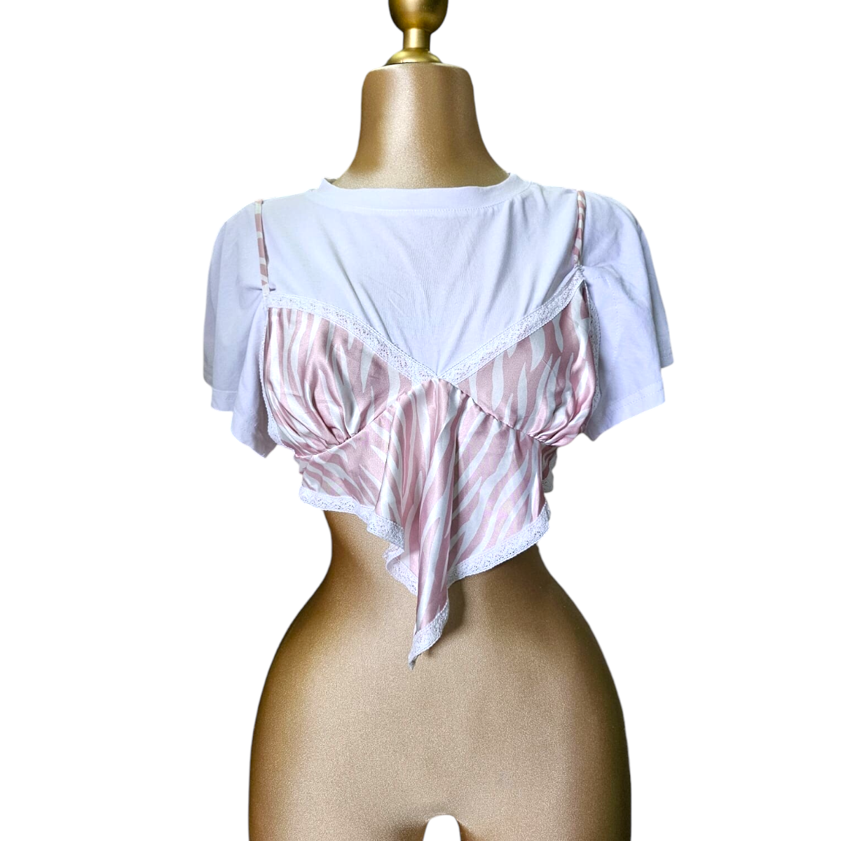 Playera Top Para Dama Color Rosa/Blanco BALBOA LOS ANGELES