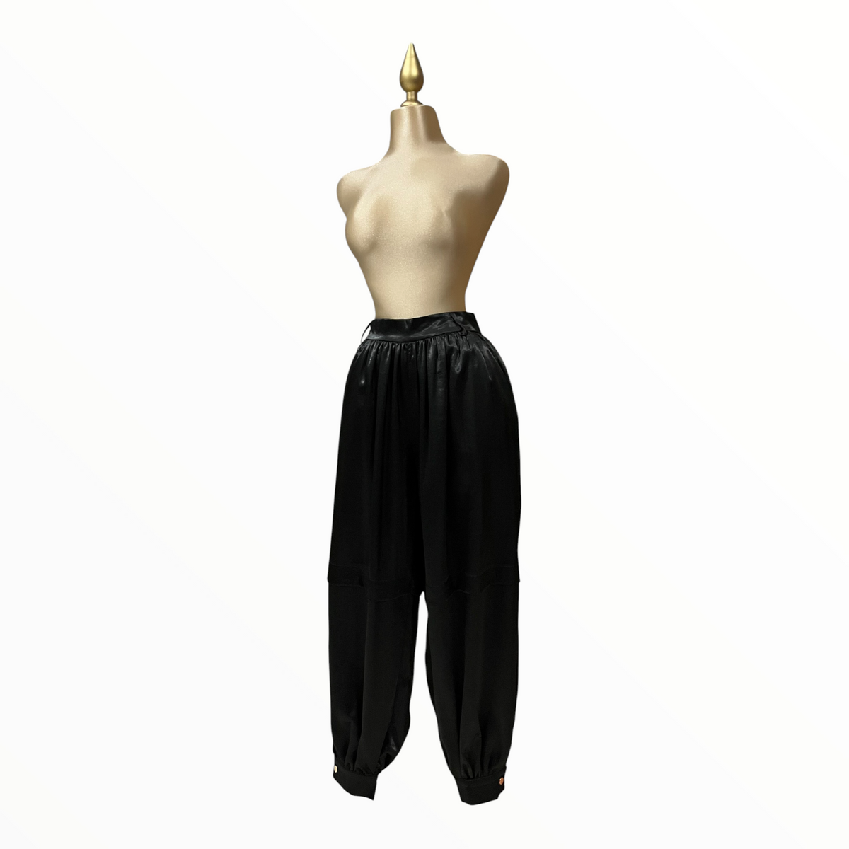 Pantalón Negro Con Pashmina Estampado LC