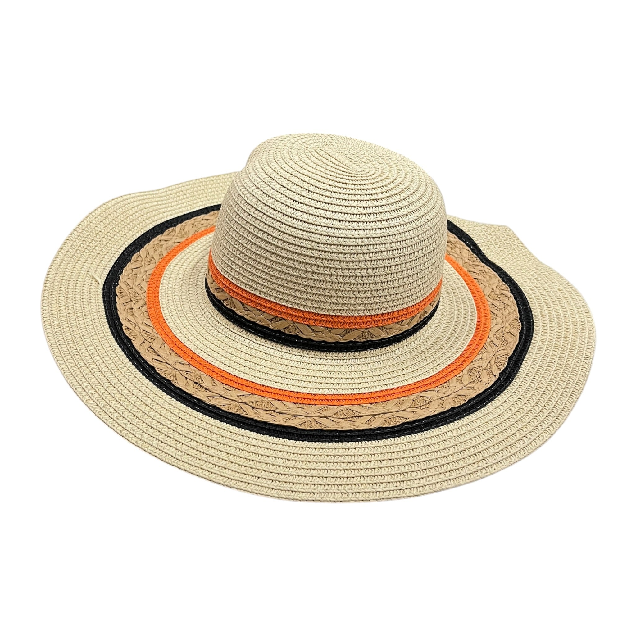 Sombrero Y Bolsa Beige/Naranja Mussi
