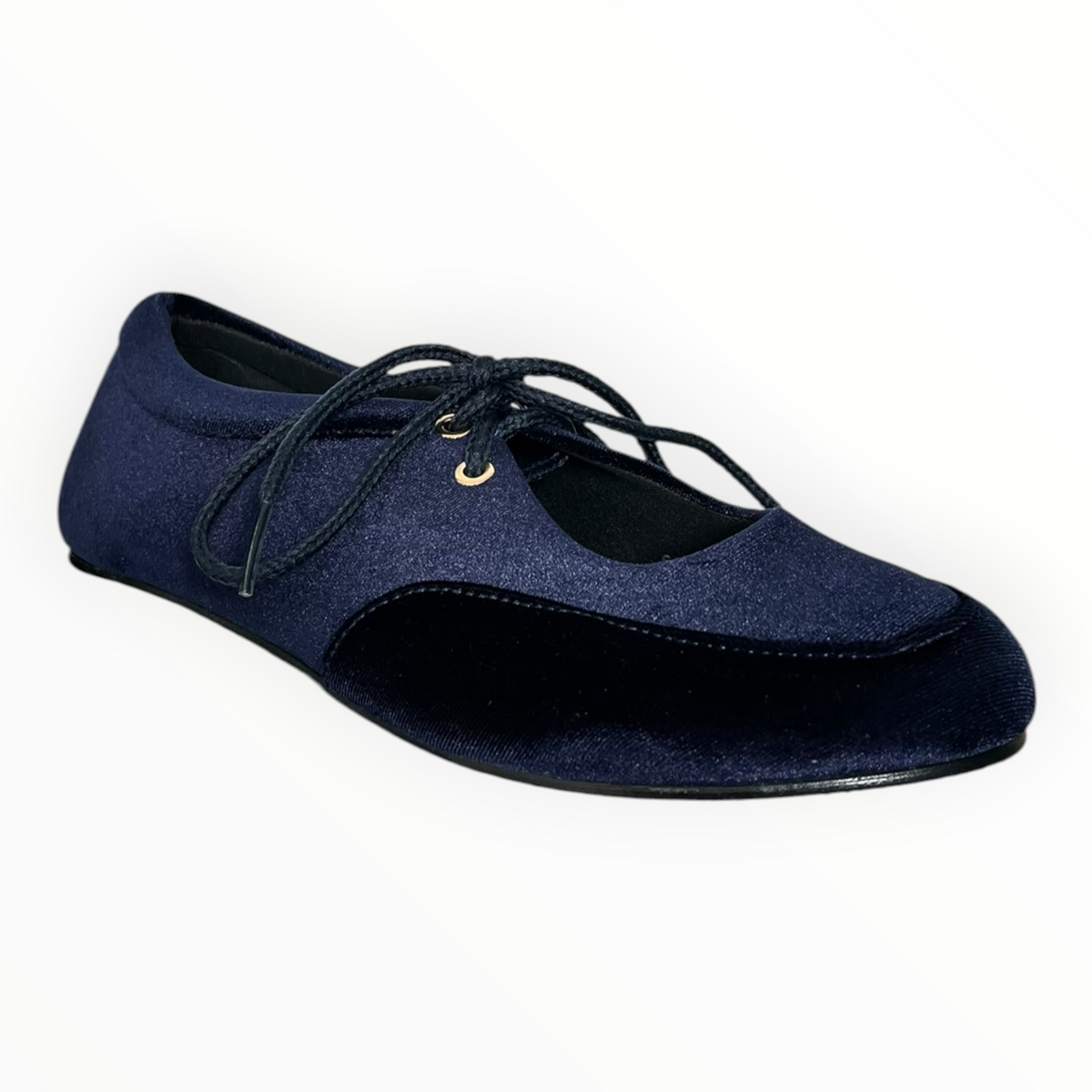 Balerinas De Terciopelo Color Azul Con Agujetas Senties