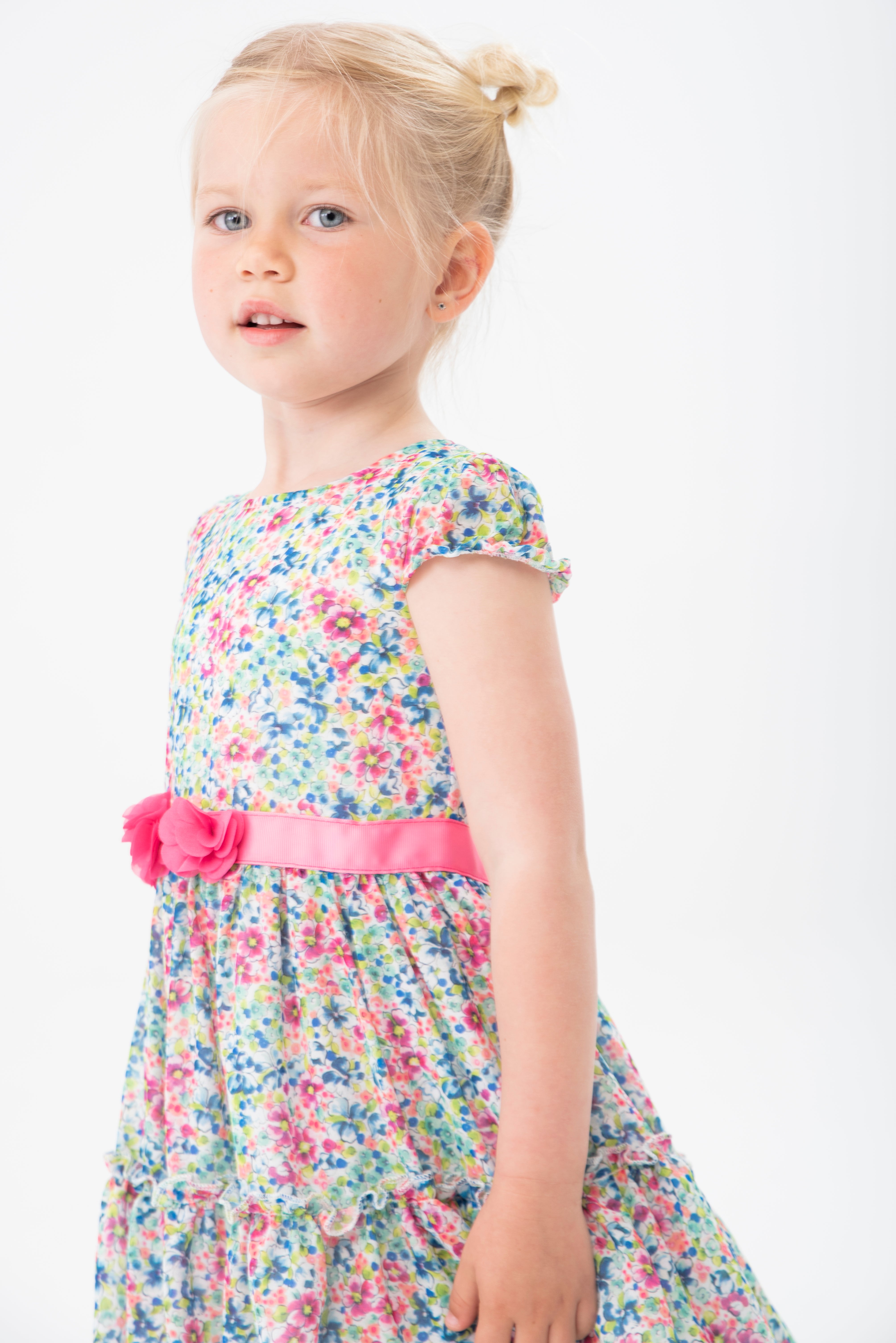 Vestido De Gasa Con Estampado Floral Para Niña BOBOLI