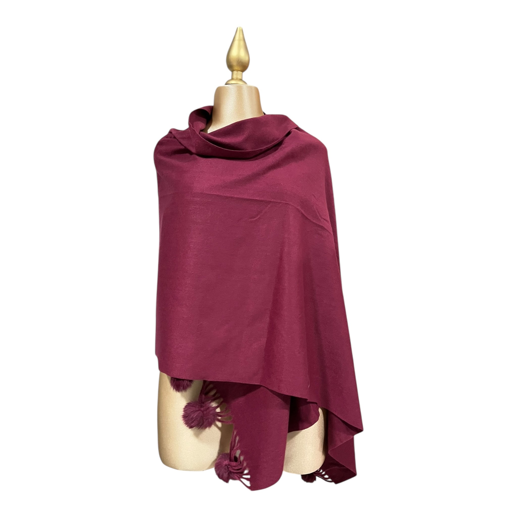 Pashmina Vino Larga Flecos/Pompones MUSSI