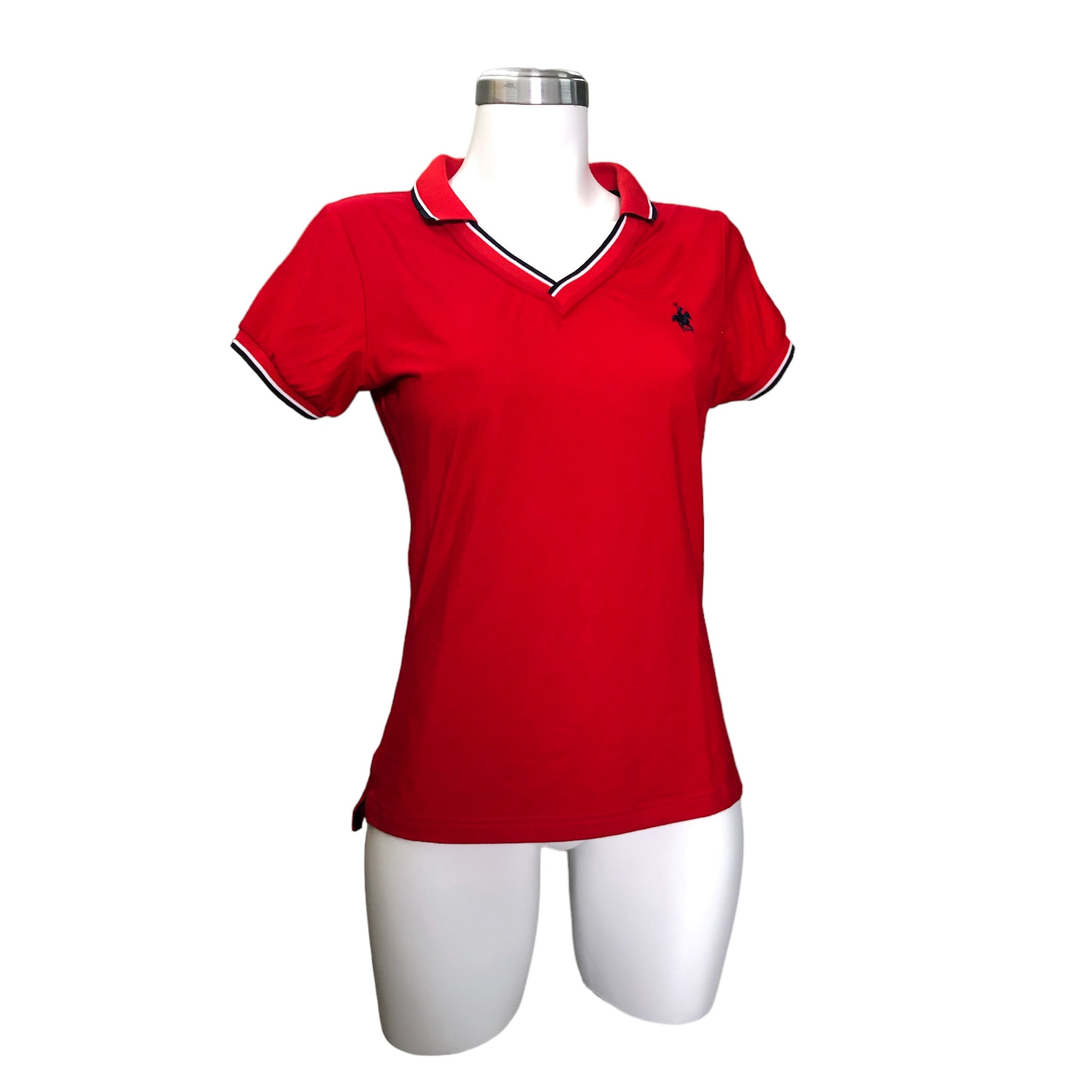 Playera Polo Escote V Para Dama Rojo Rock Hampton Polo Team