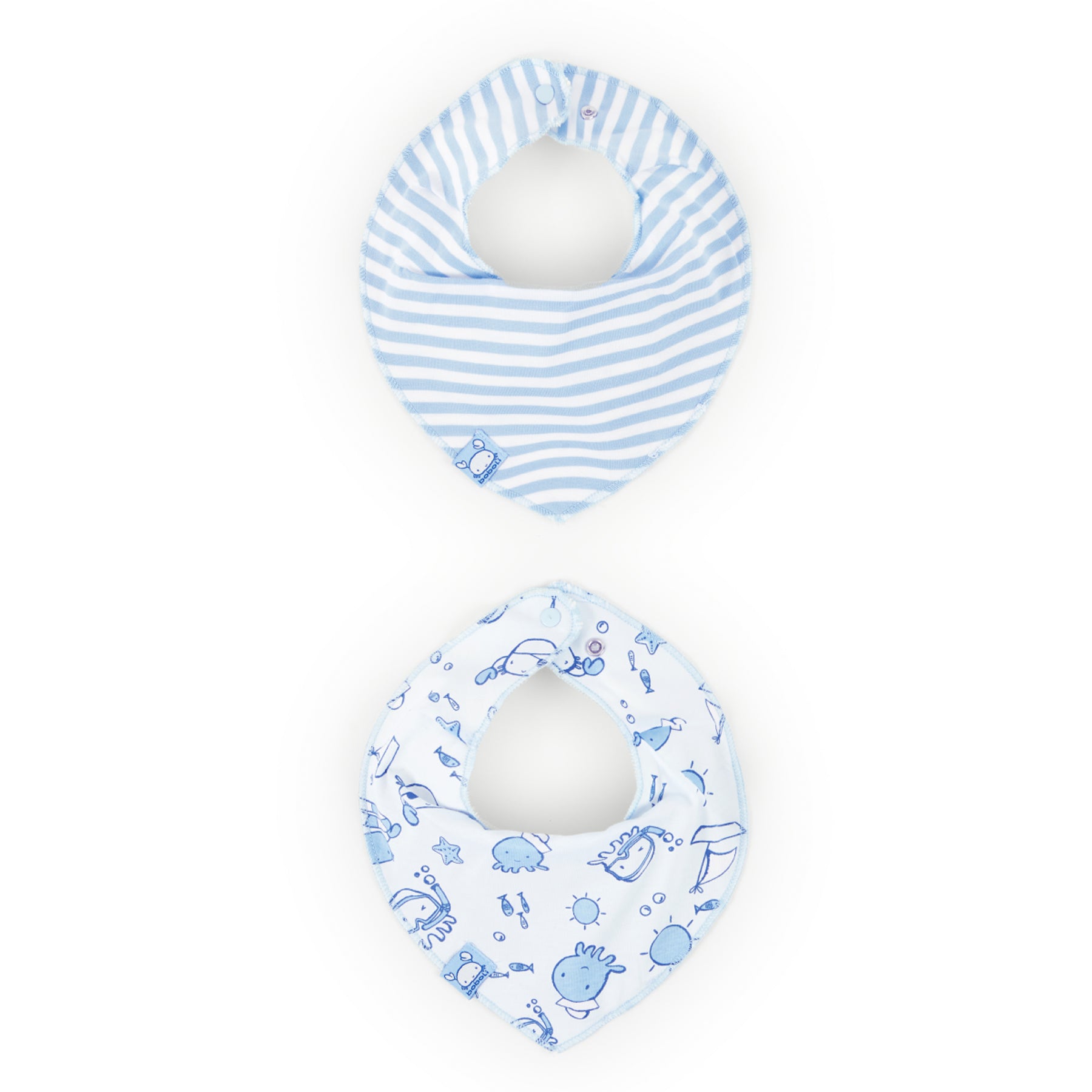 Pack 2 Pañuelos Babero Estampados para Bebé Niño Azul BOBOLI