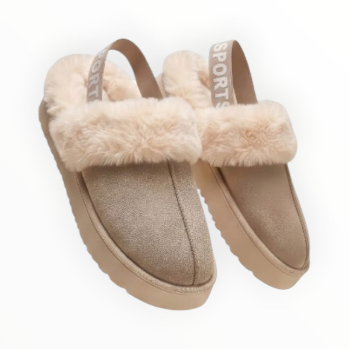 Pantufla Beige Con Resorte En Tobillo Mussi