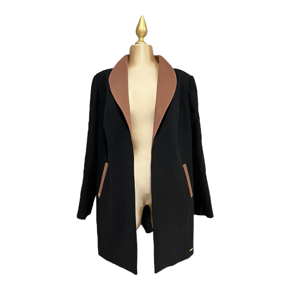 Abrigo Negro/Tabaco/Hueso Con Cinturón Para Dama MUSSI