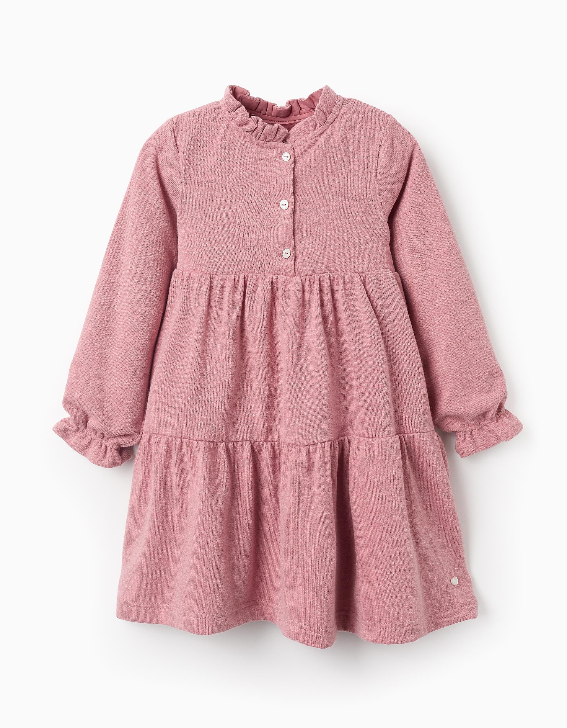 Vestido de Punto con Volantes para Niña Rosa ZIPPY