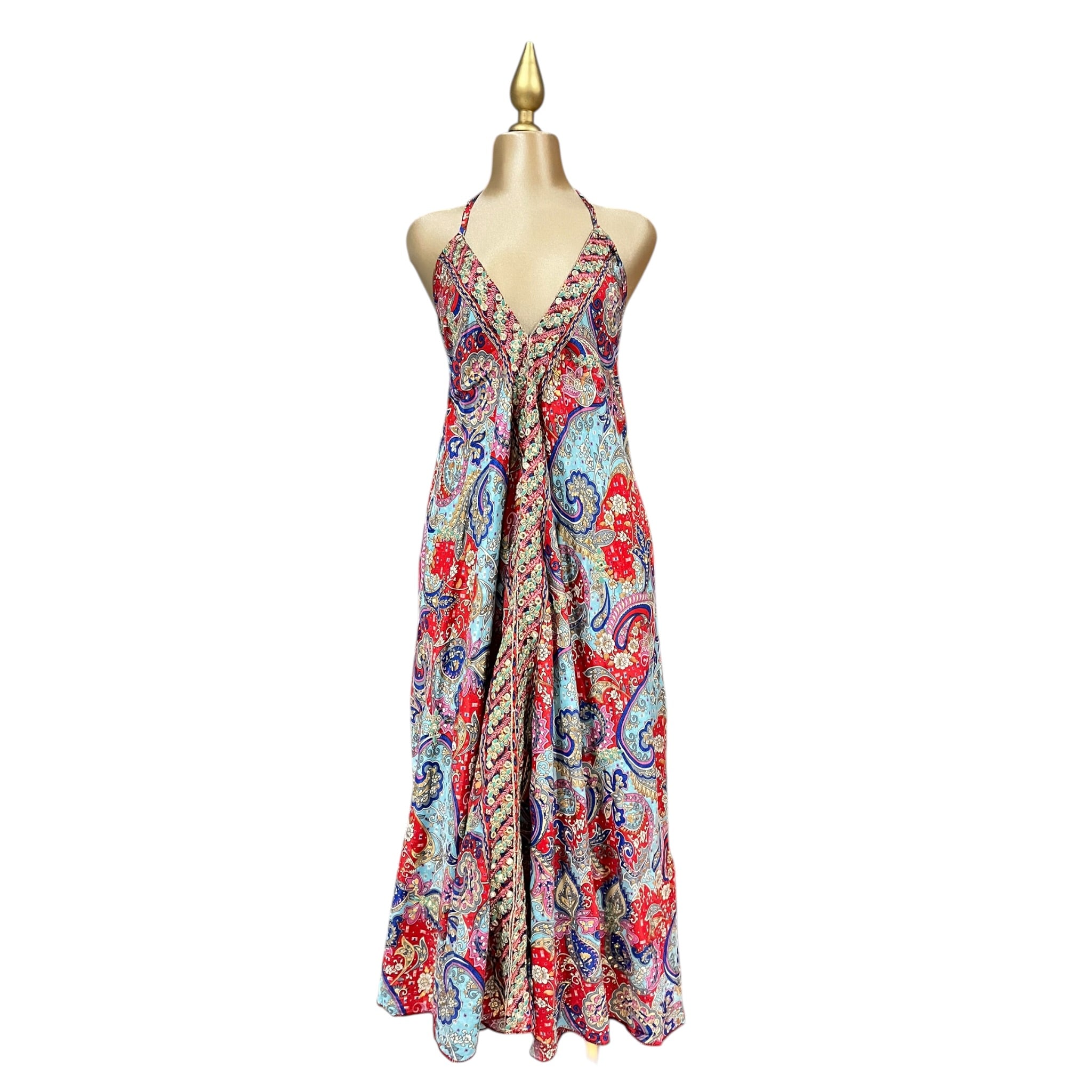 Vestido Halter Multicolor Rojo Mussi
