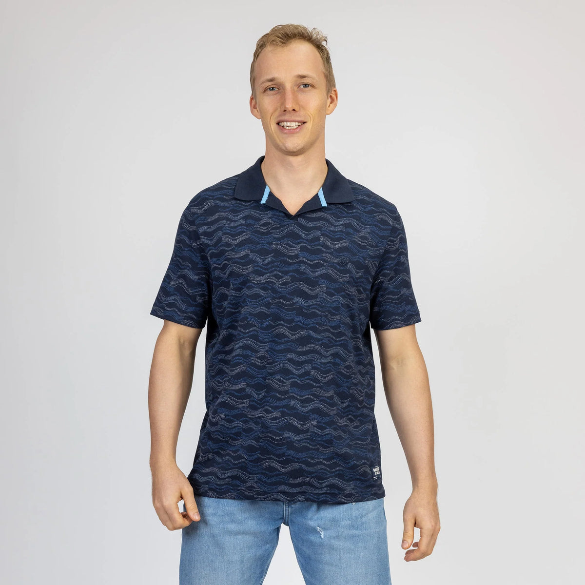Polo Manga Corta De Hombre Azul Marino Estampado Nautica Jeans
