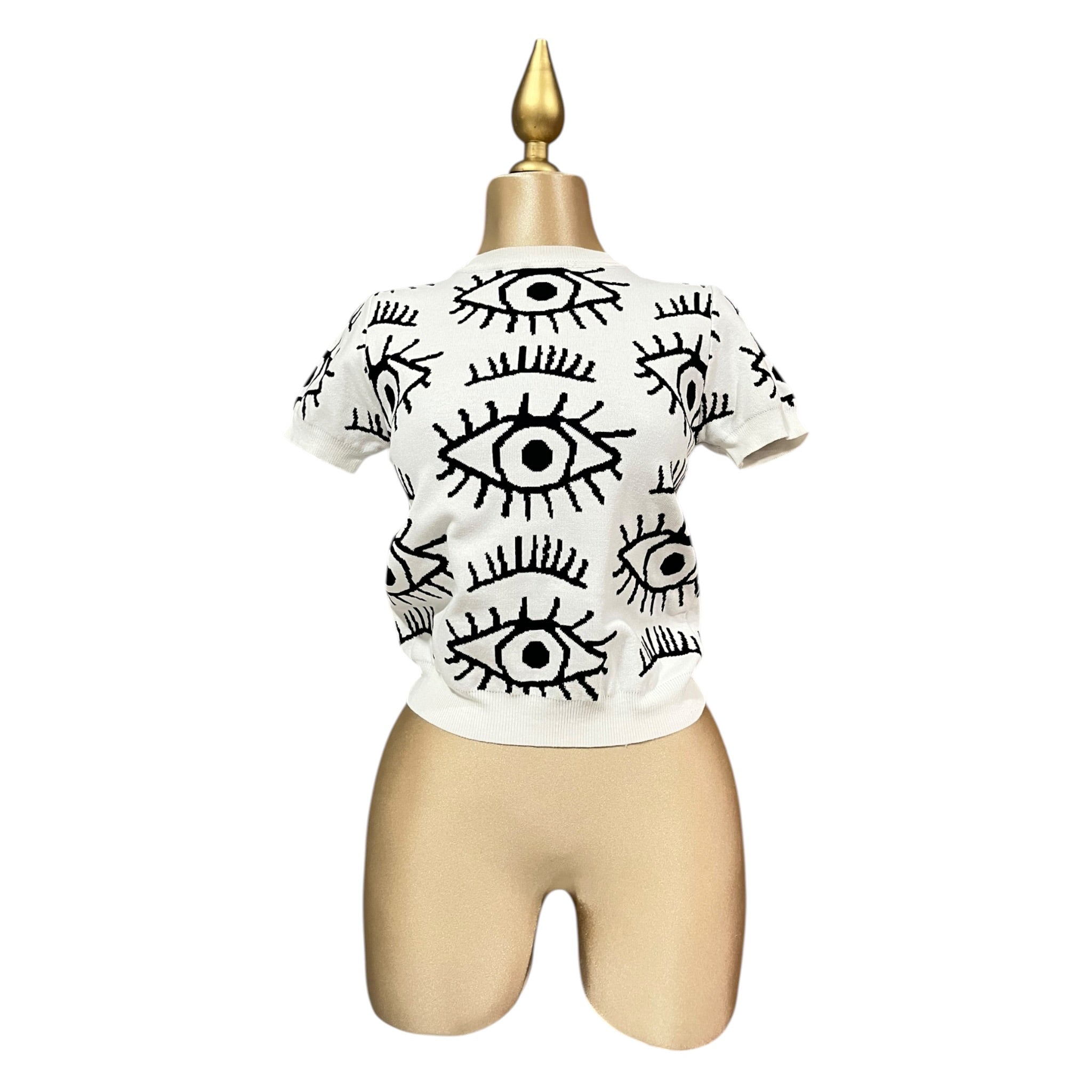 Playera Estampado Ojitos Blanca LC
