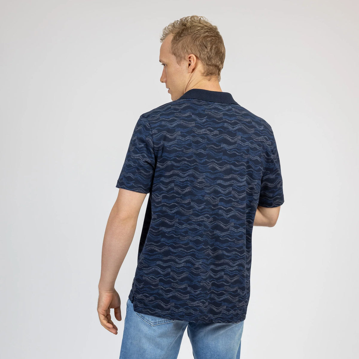Polo Manga Corta De Hombre Azul Marino Estampado Nautica Jeans