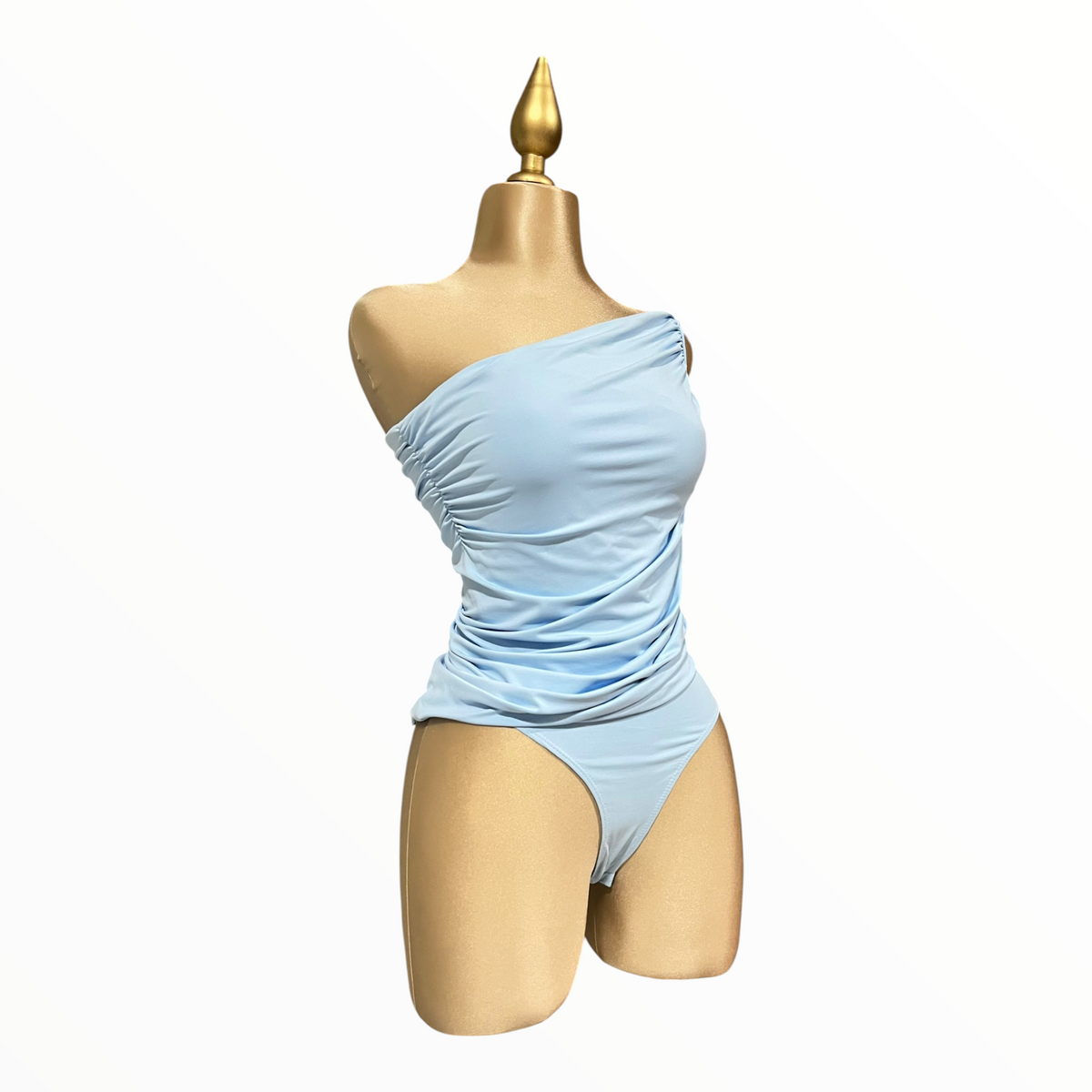 Body Manga Larga Asimétrico Azul LC