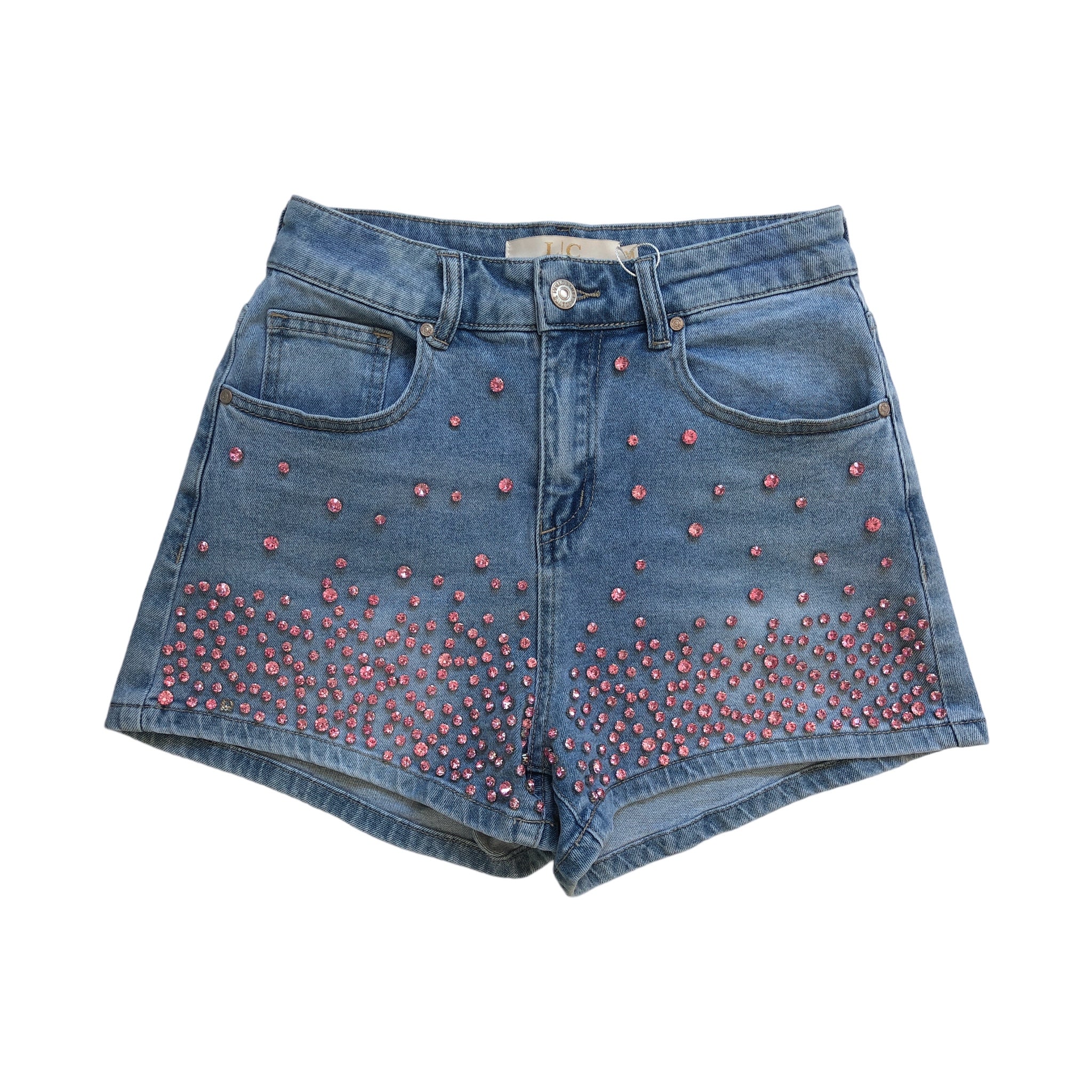 Short De Mezclilla Pedrería Rosa LC