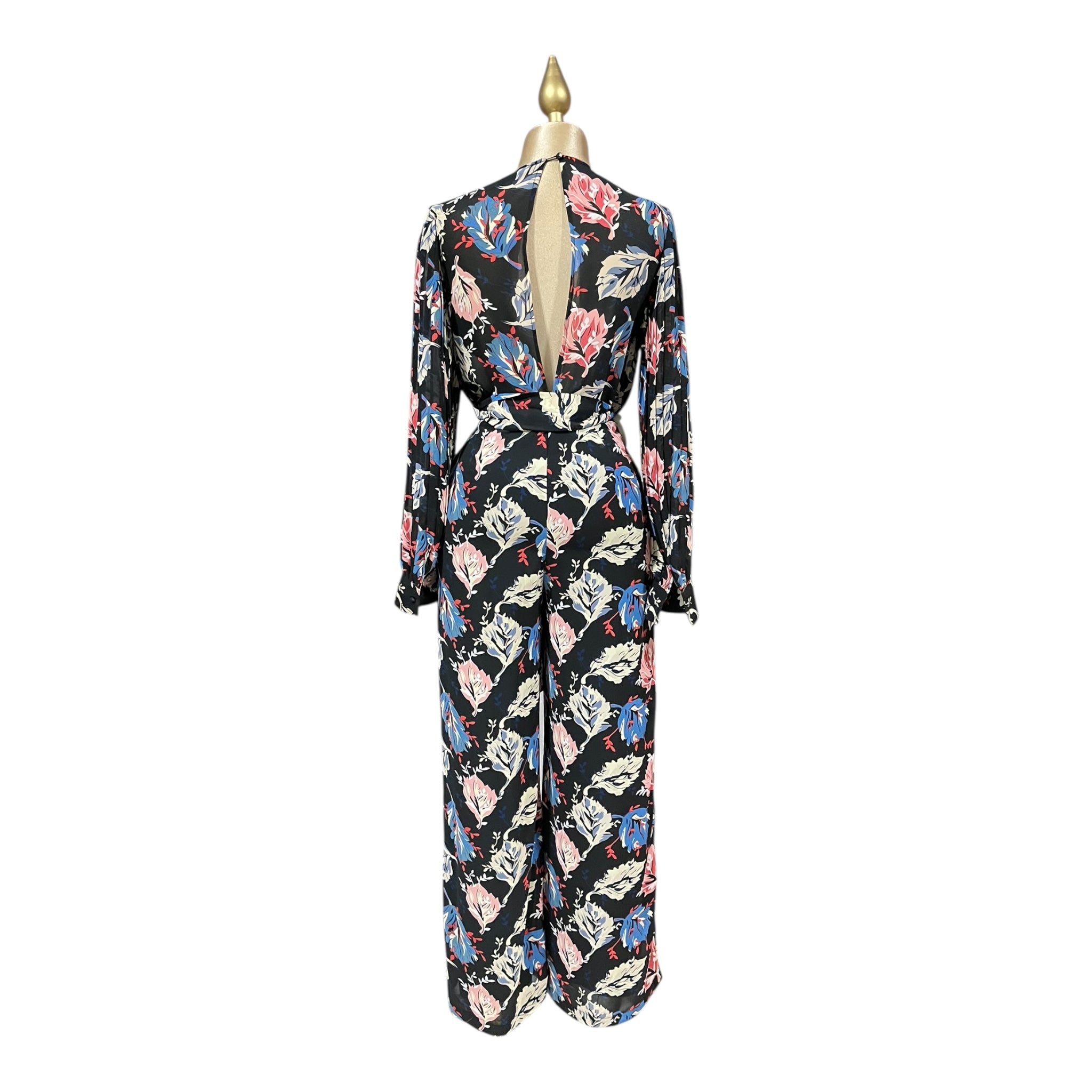 Palazzo Negro Estampado Floreado Para Dama THE SANG