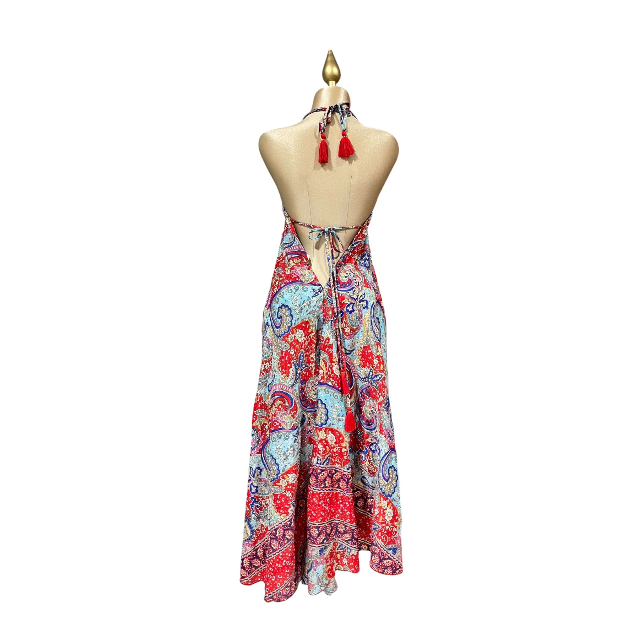 Vestido Halter Multicolor Rojo Mussi