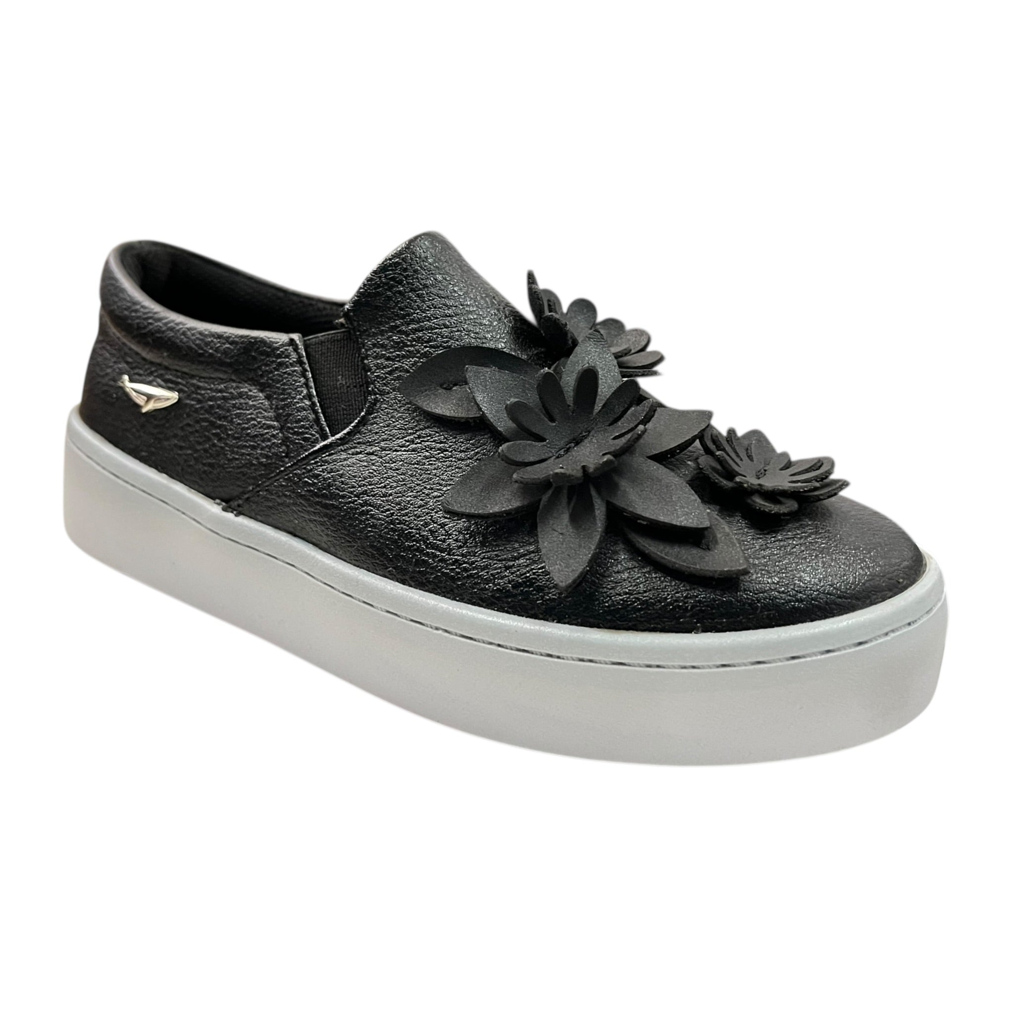 Tenis Negro Flores Para Niña Hemis Ferios