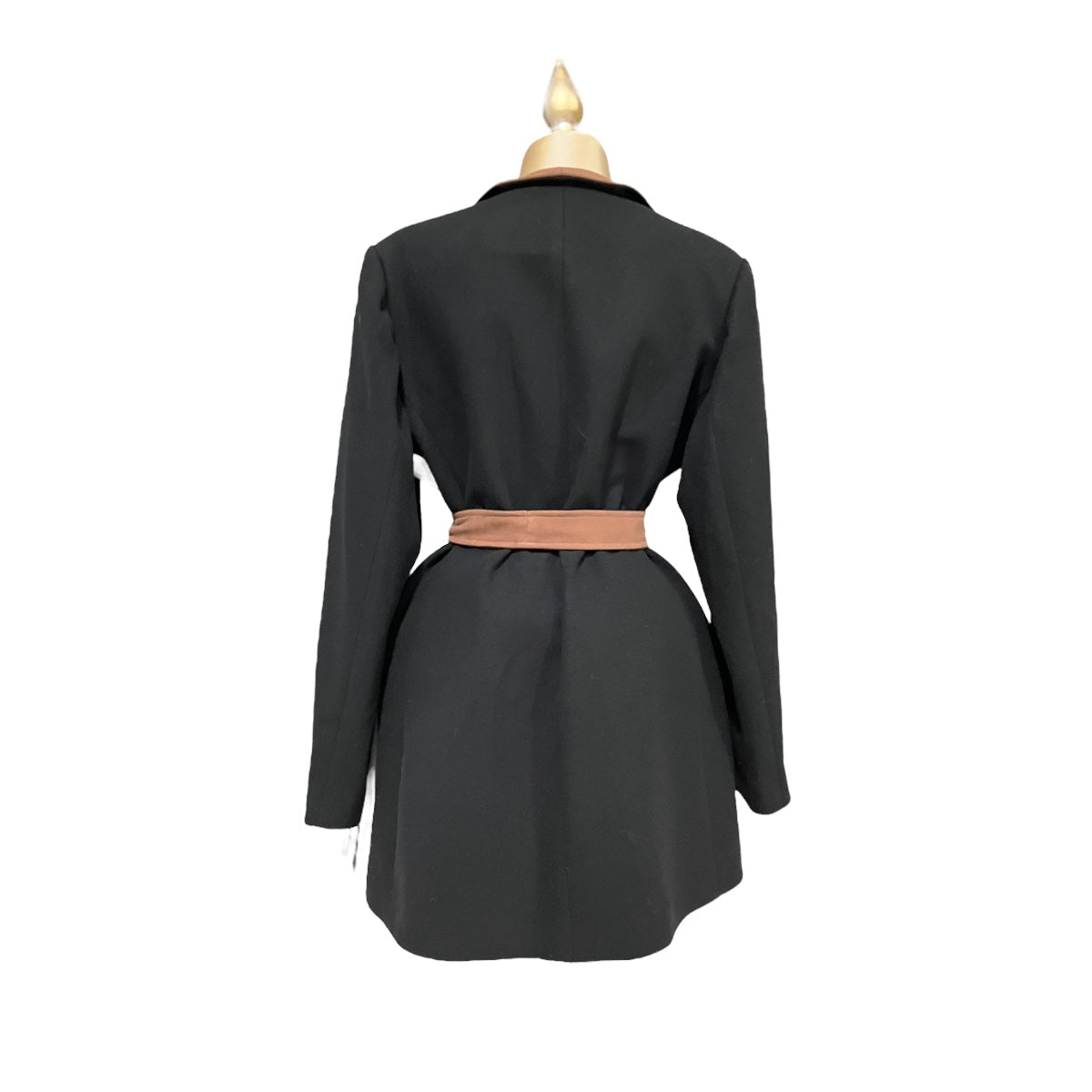 Abrigo Negro/Tabaco/Hueso Con Cinturón Para Dama MUSSI