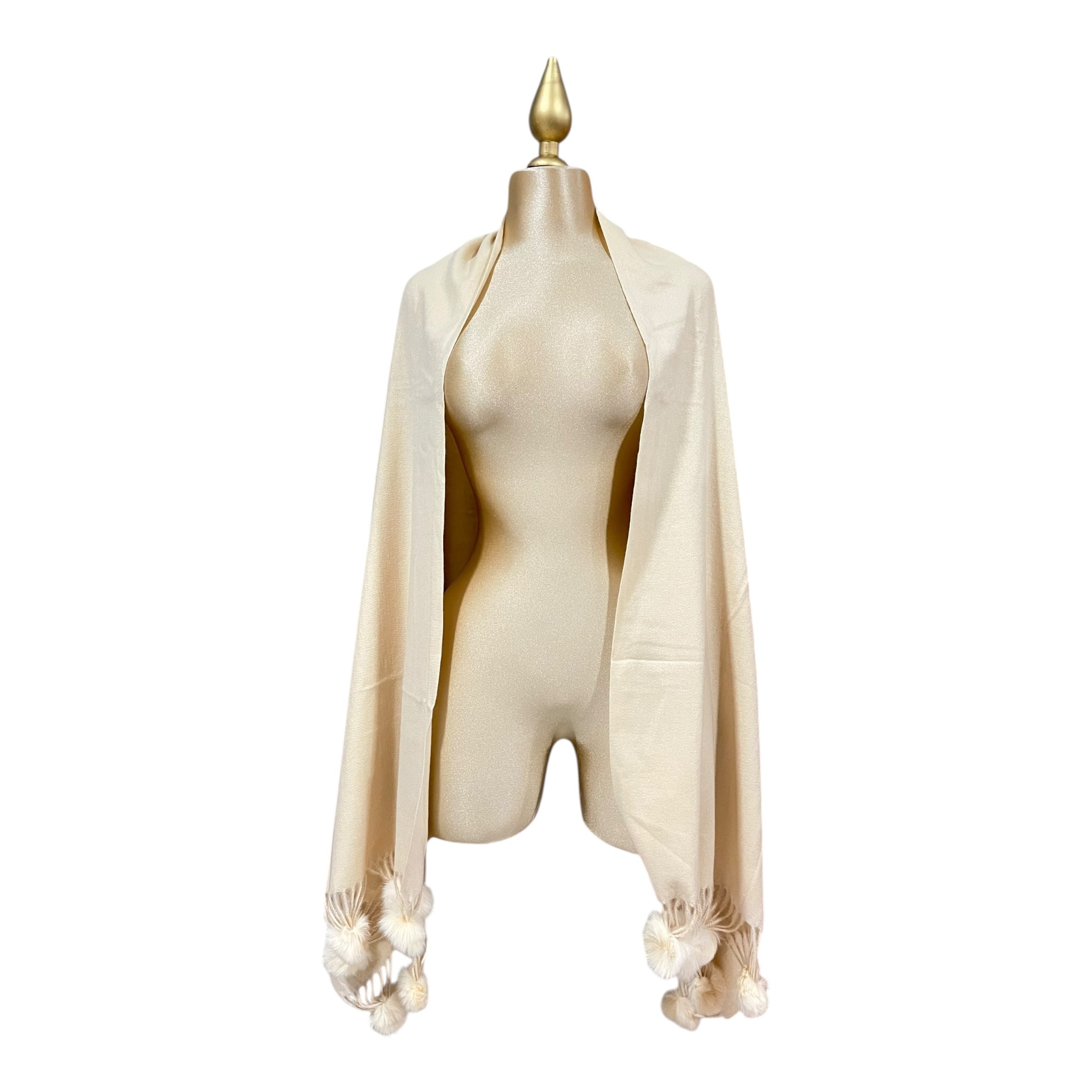 Bufada Beige Larga Flecos/Pompones MUSSI