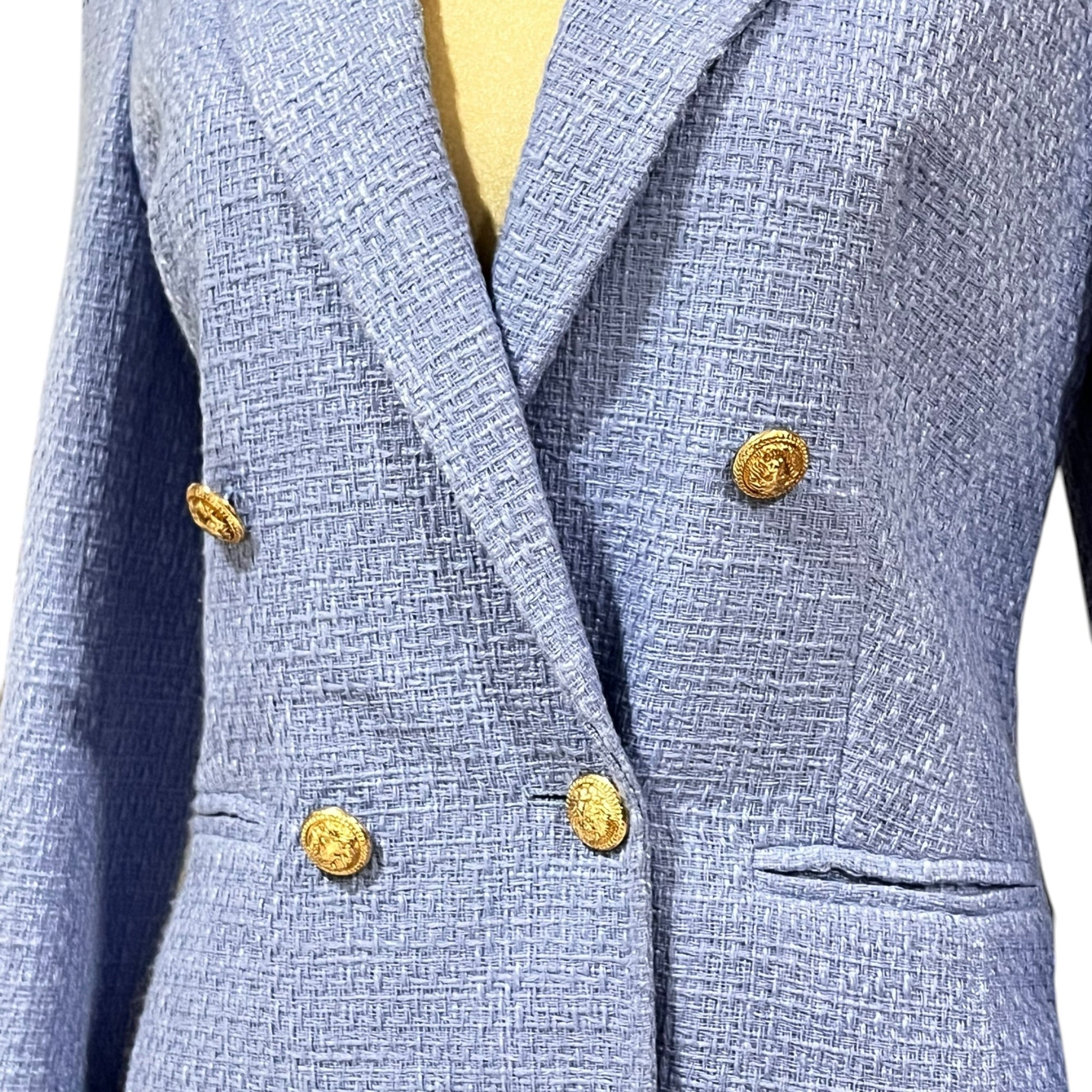 Blazer Elegante Tipo Tweed Azul LC