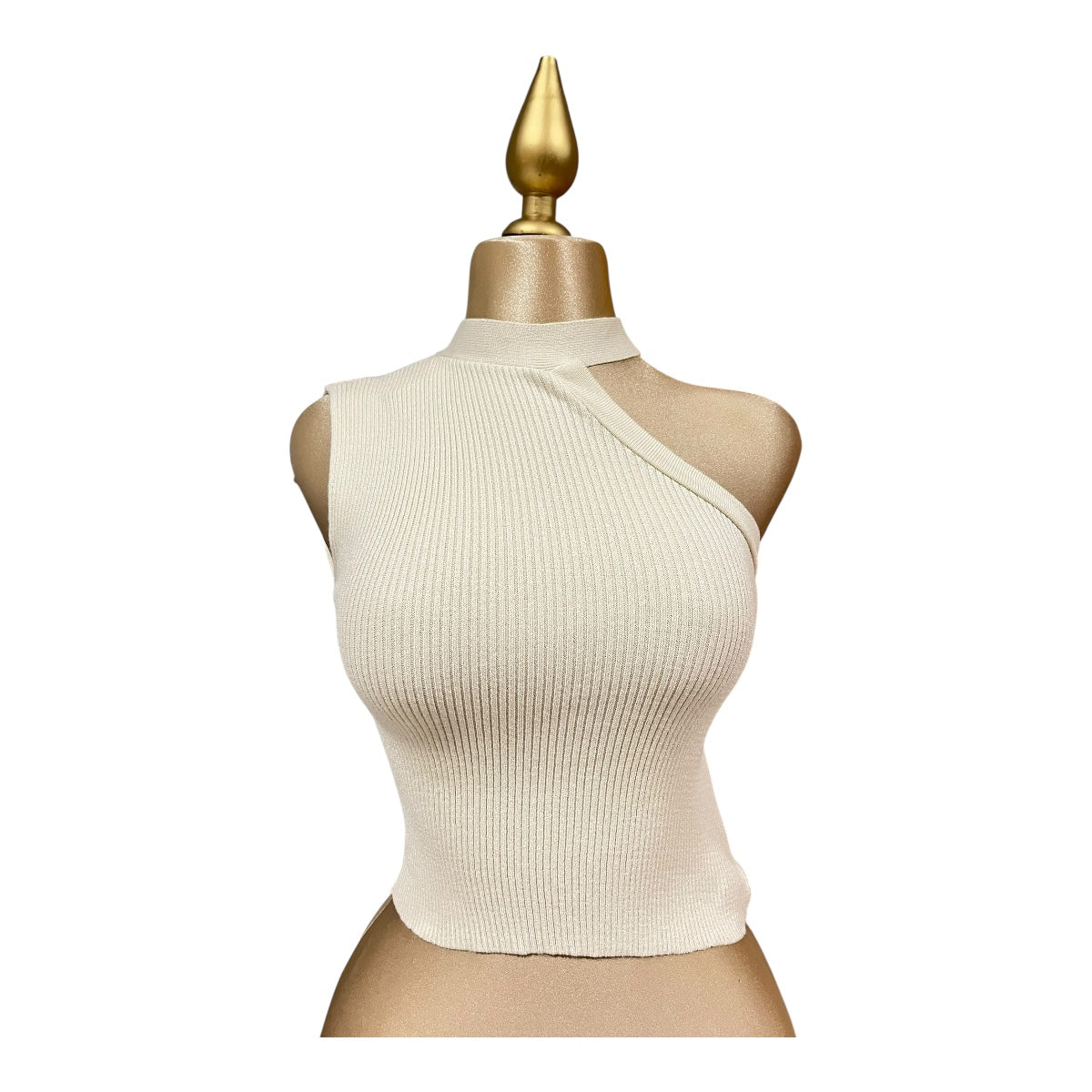 Blusa Top Hombro Descubierto Color Biege Para Dama Om