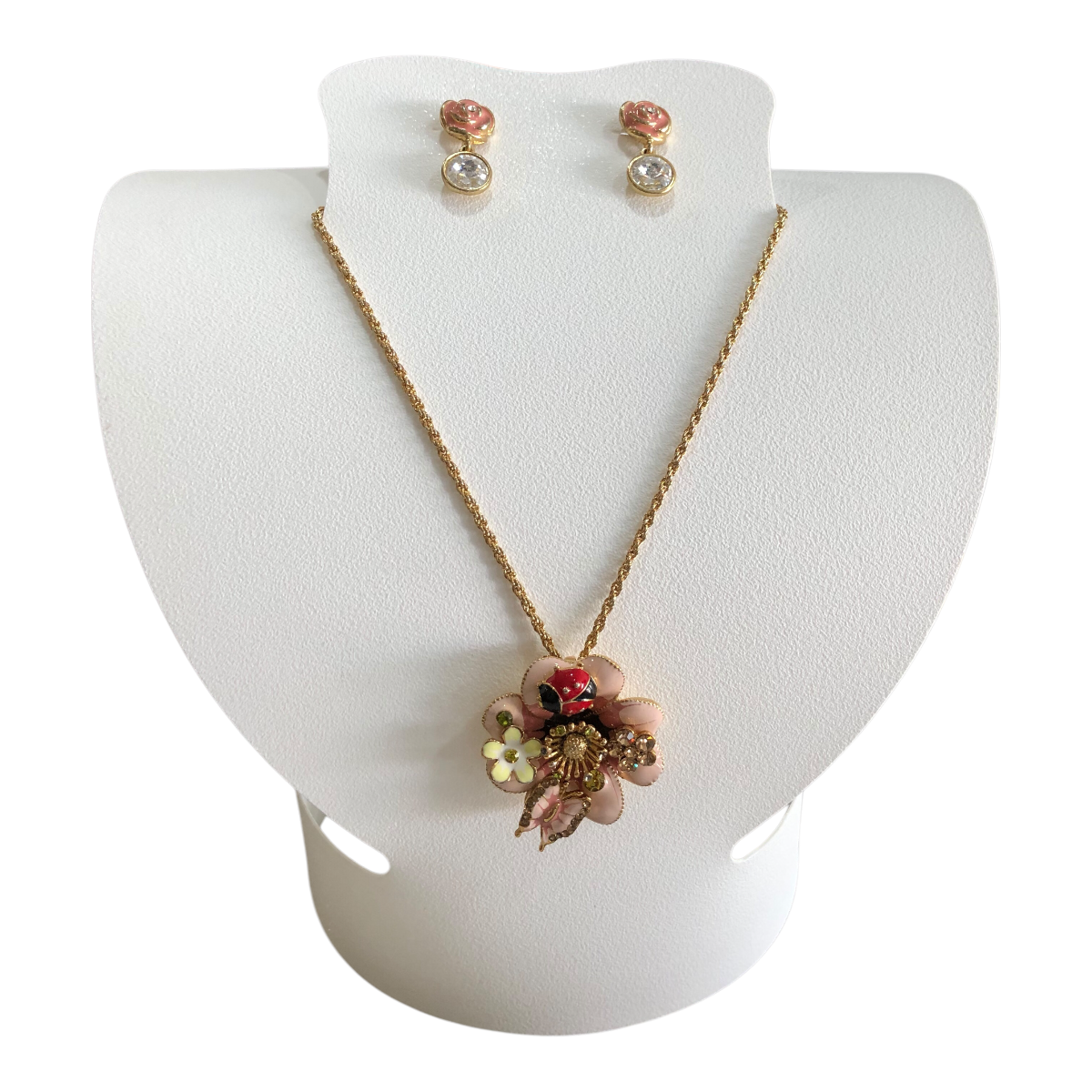 Juego De Collar Y Aretes Flor/Mariposa