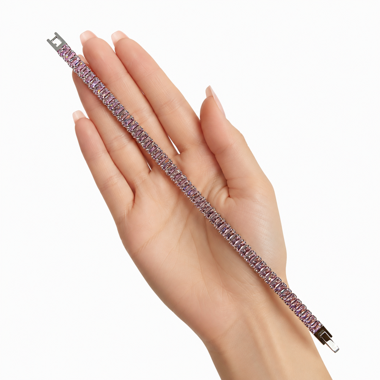 Pulsera Rodio con Cristales Corte SW Rosa