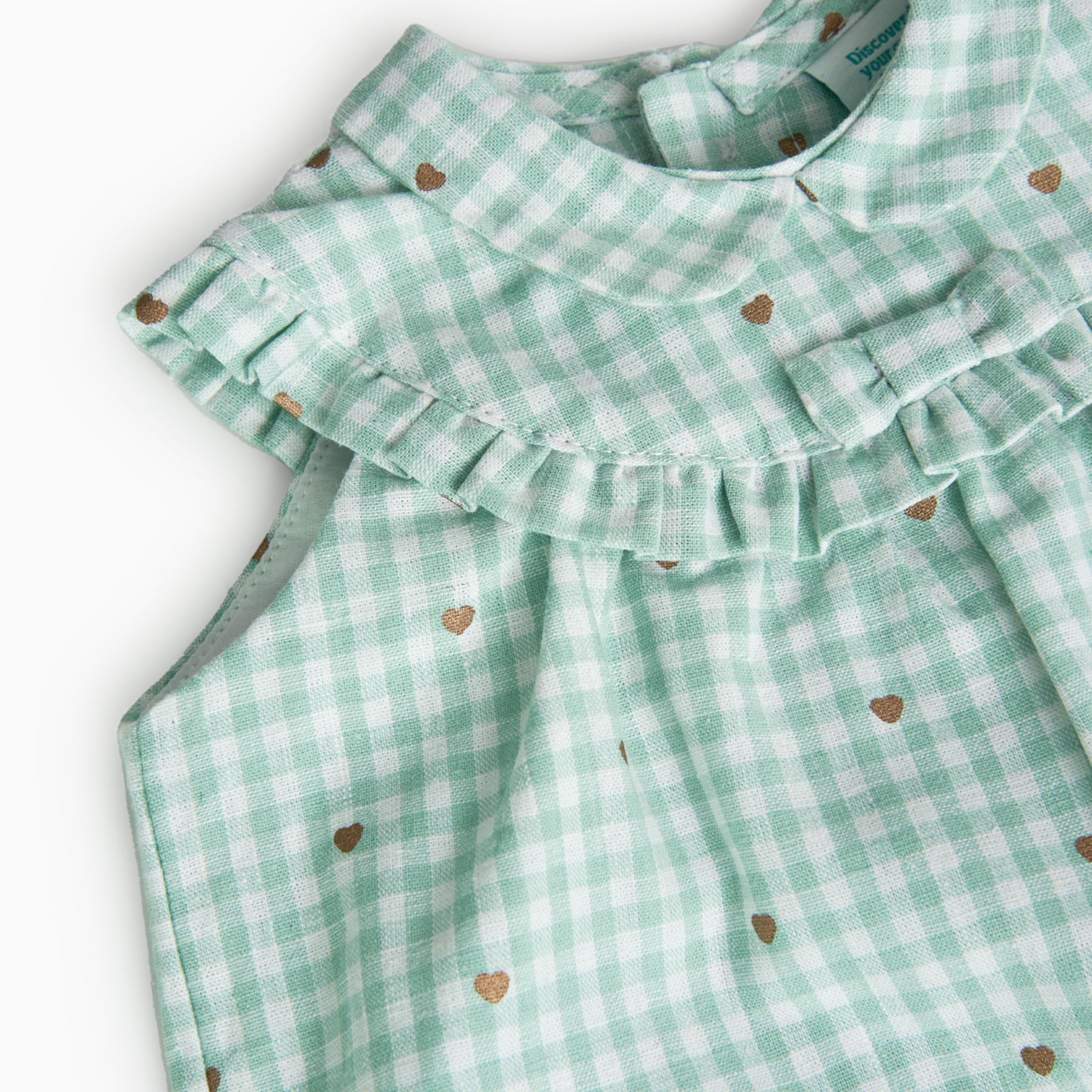 Conjunto de Vestido De Lino Con Cuadros Vichy y  Braguita Para Bebé Niña BOBOLI