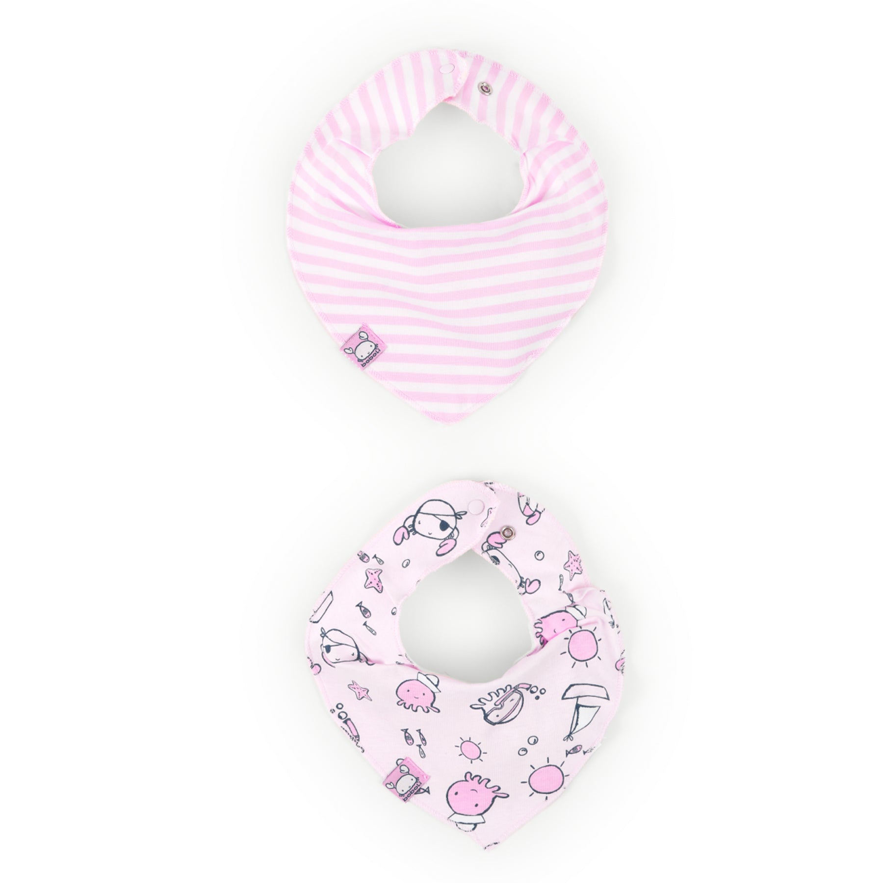Pack 2 Pañuelos Babero Estampados para Bebé Niña Rosa BOBOLI