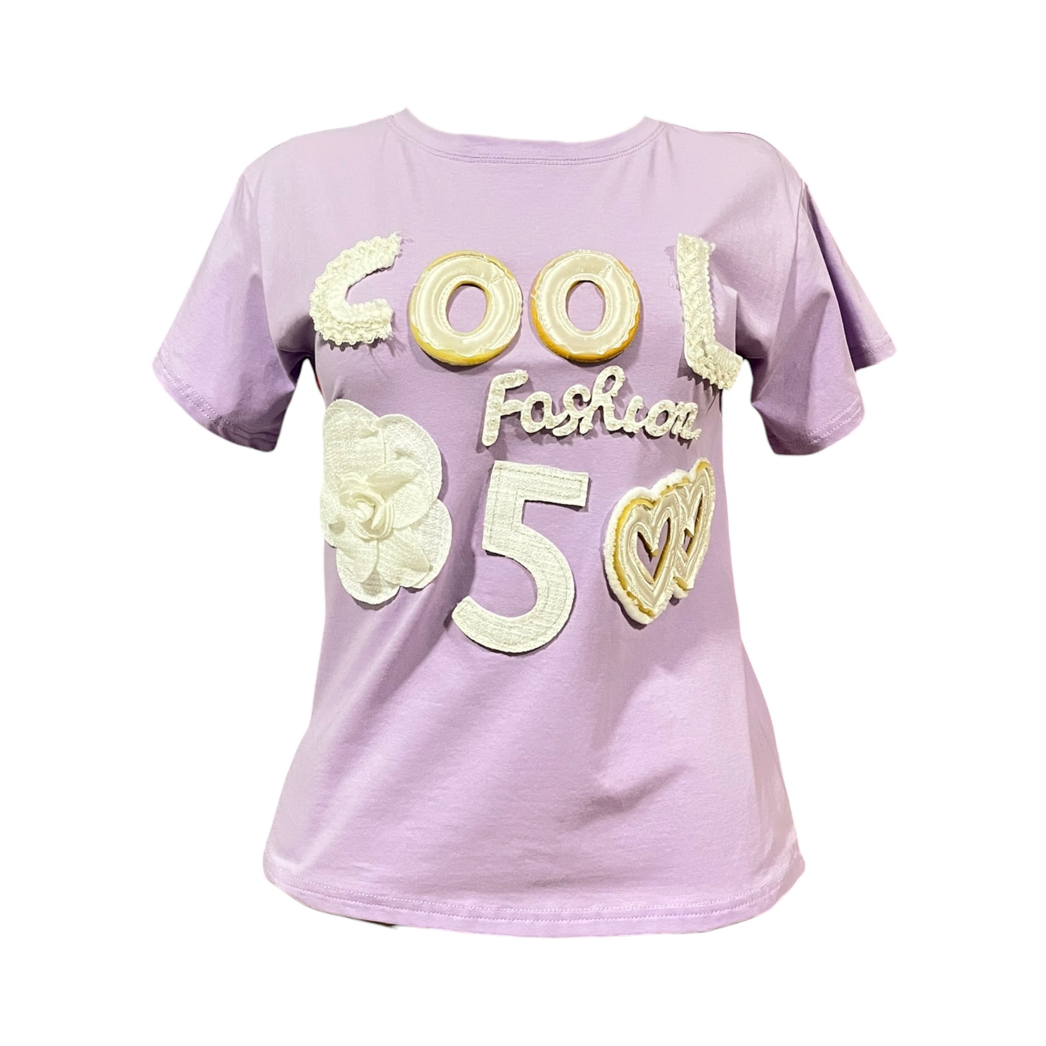 Playera Texto Estampado Lila LC