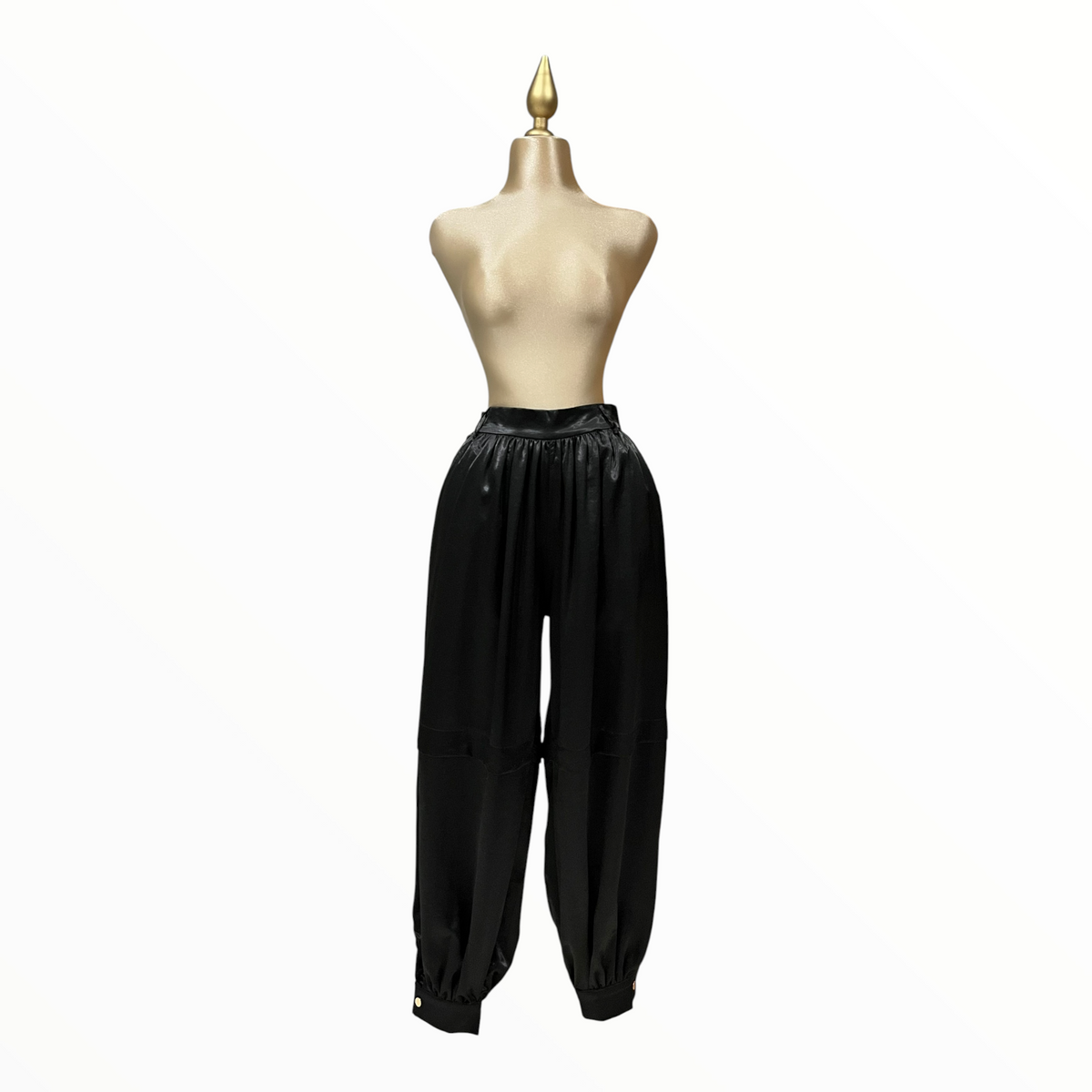 Pantalón Negro Con Pashmina Estampado LC