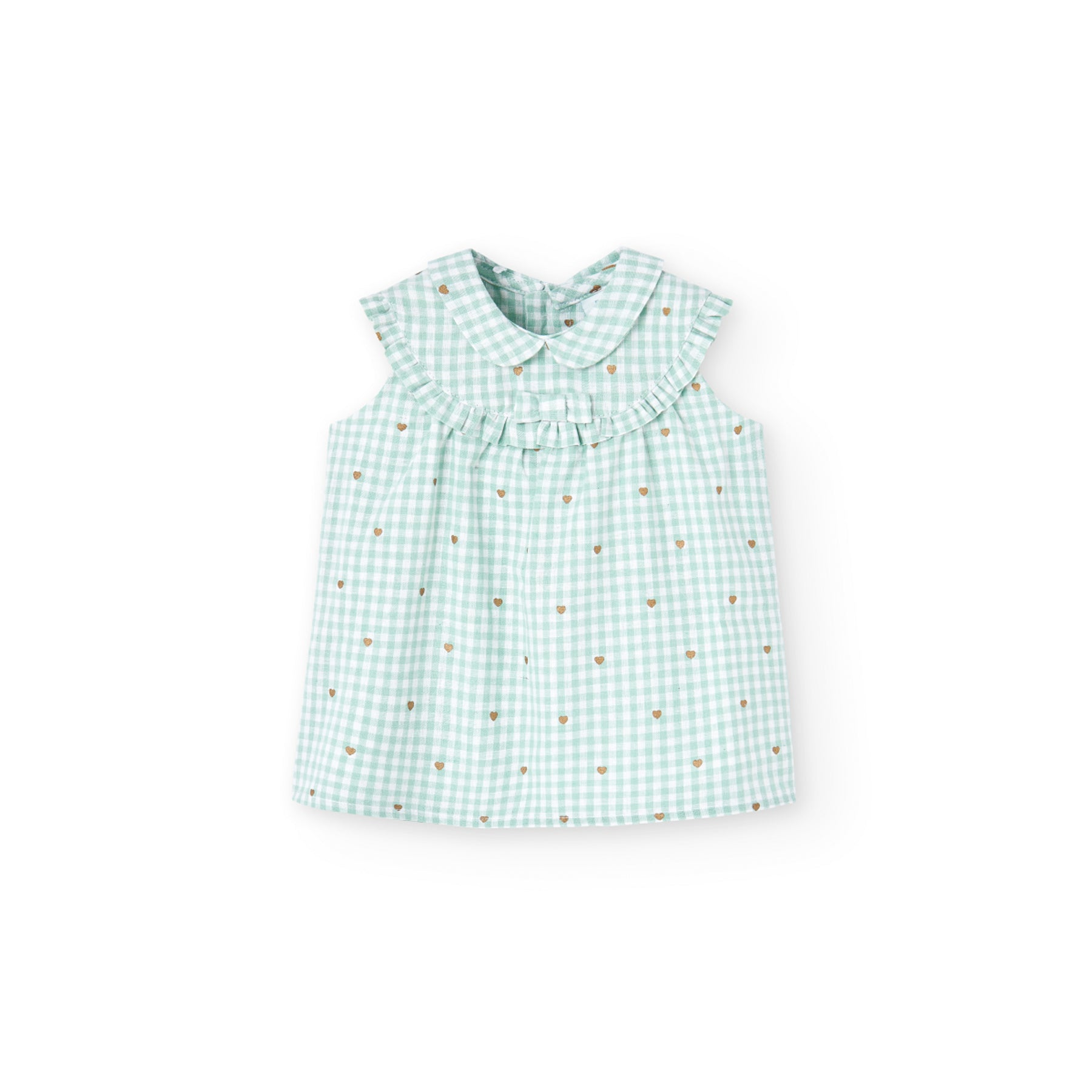 Conjunto de Vestido De Lino Con Cuadros Vichy y  Braguita Para Bebé Niña BOBOLI