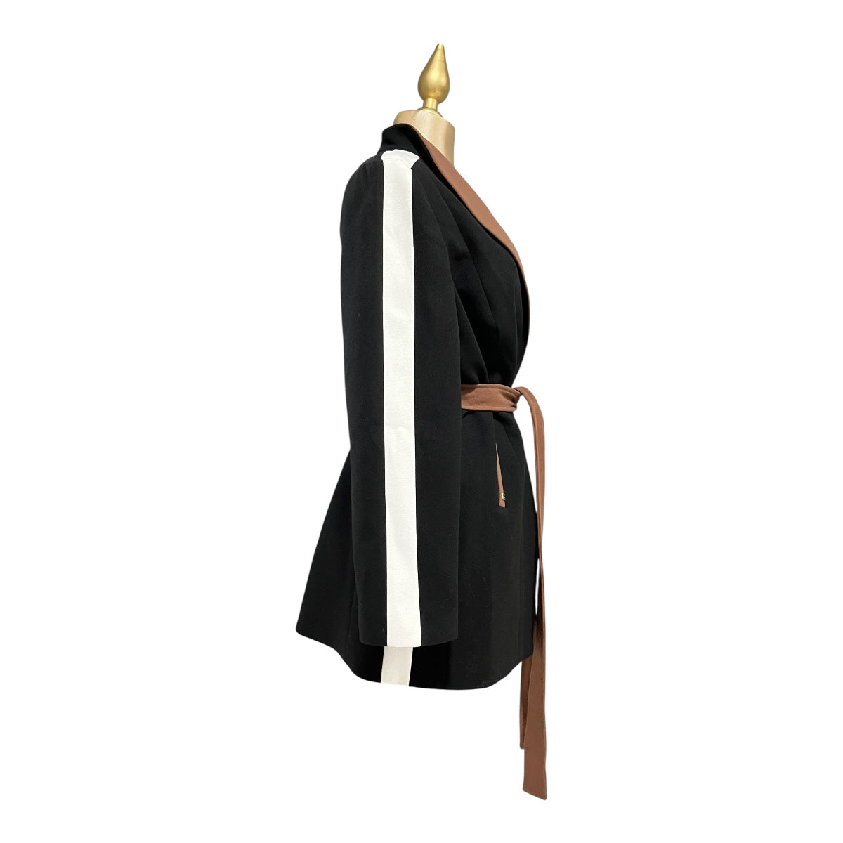 Abrigo Negro/Tabaco/Hueso Con Cinturón Para Dama MUSSI