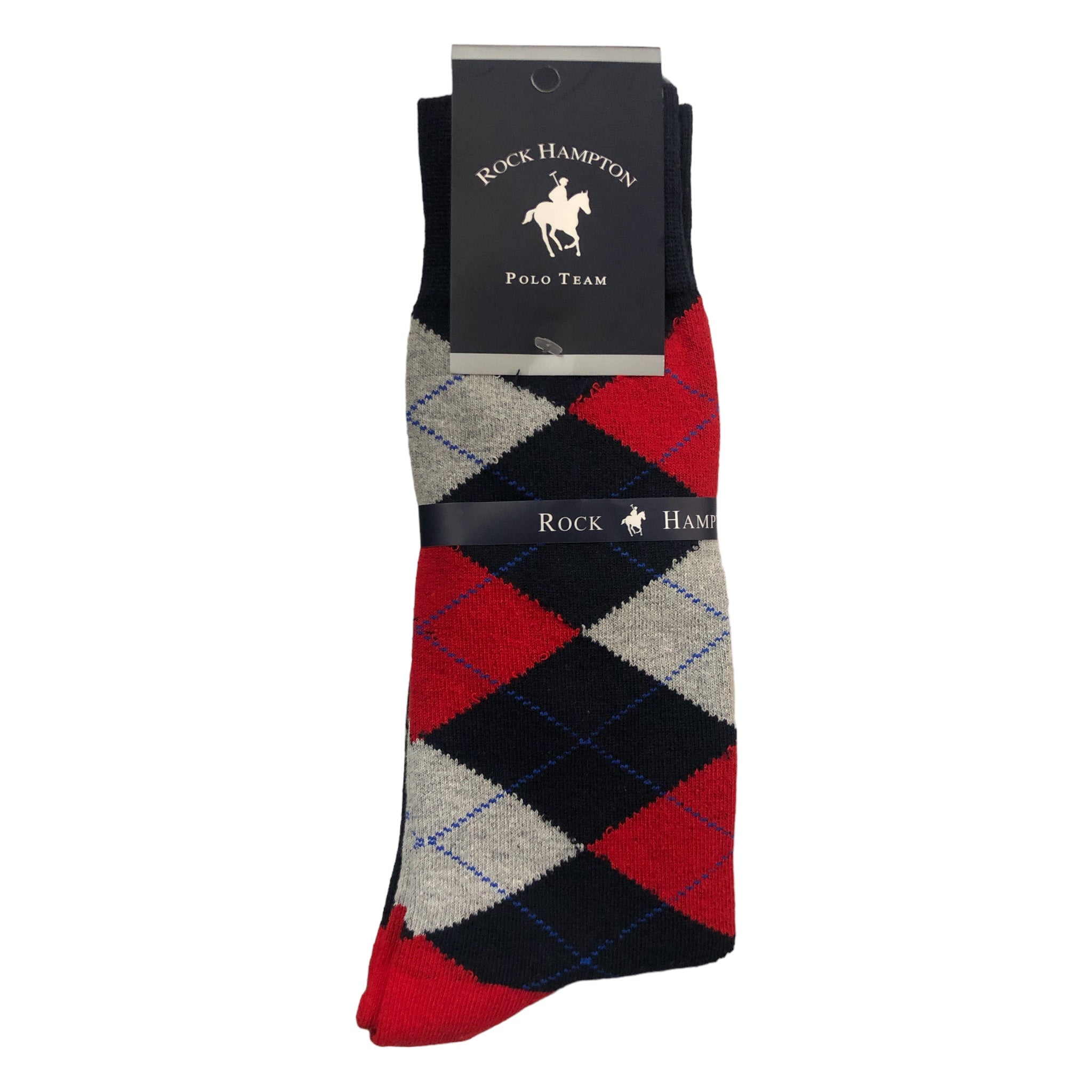 Calcetines Rojo Diseño Rombos Para Caballero Rock Hampton Polo Team