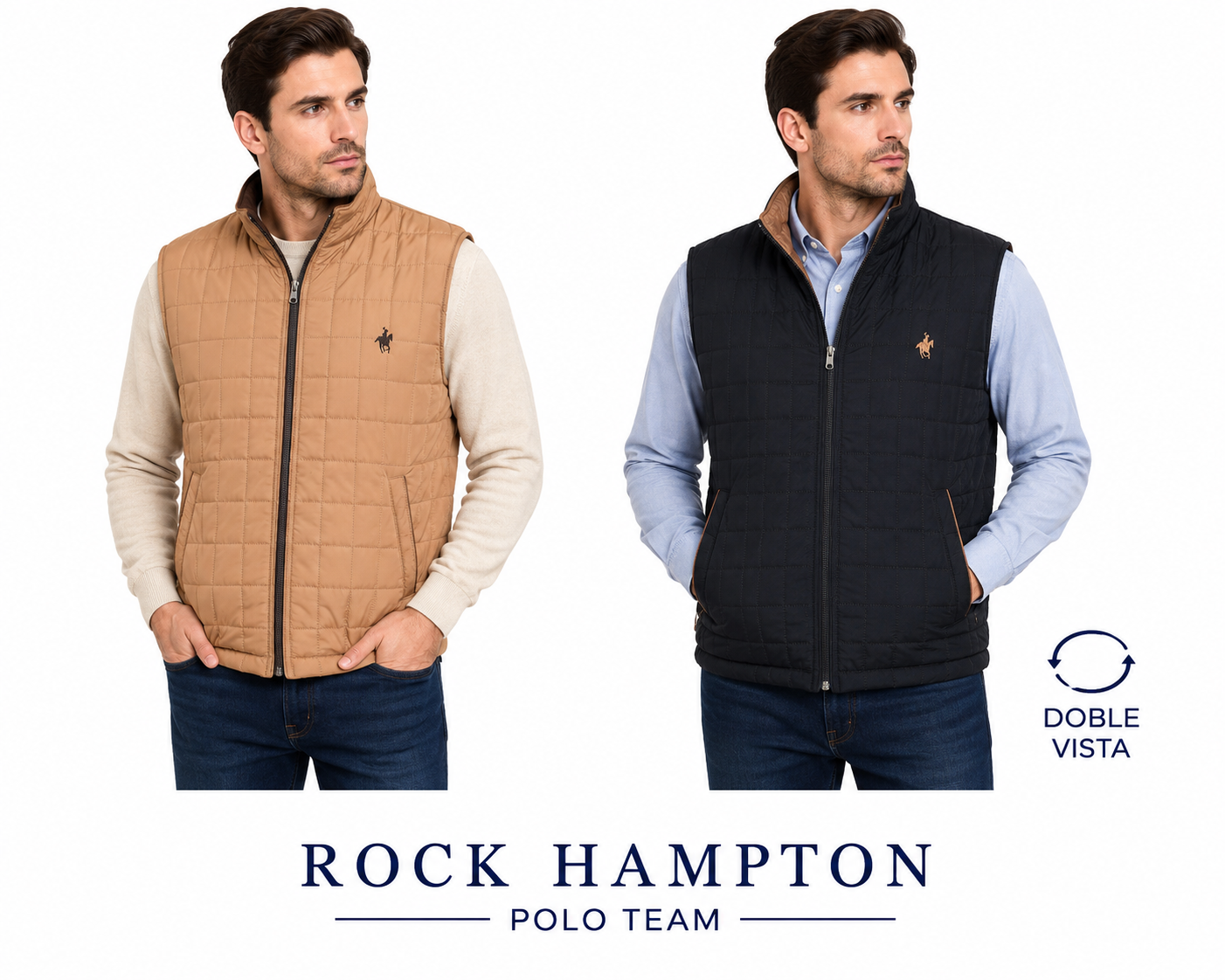 Cheleco Doble Vista Capitonado Negro Rock Hampton Polo Team