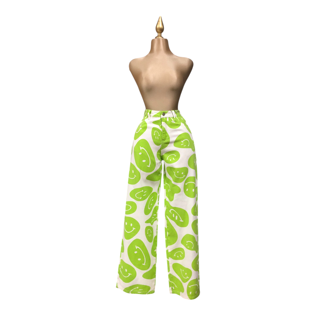 Pantalón con estampado de caritas verde Erivel