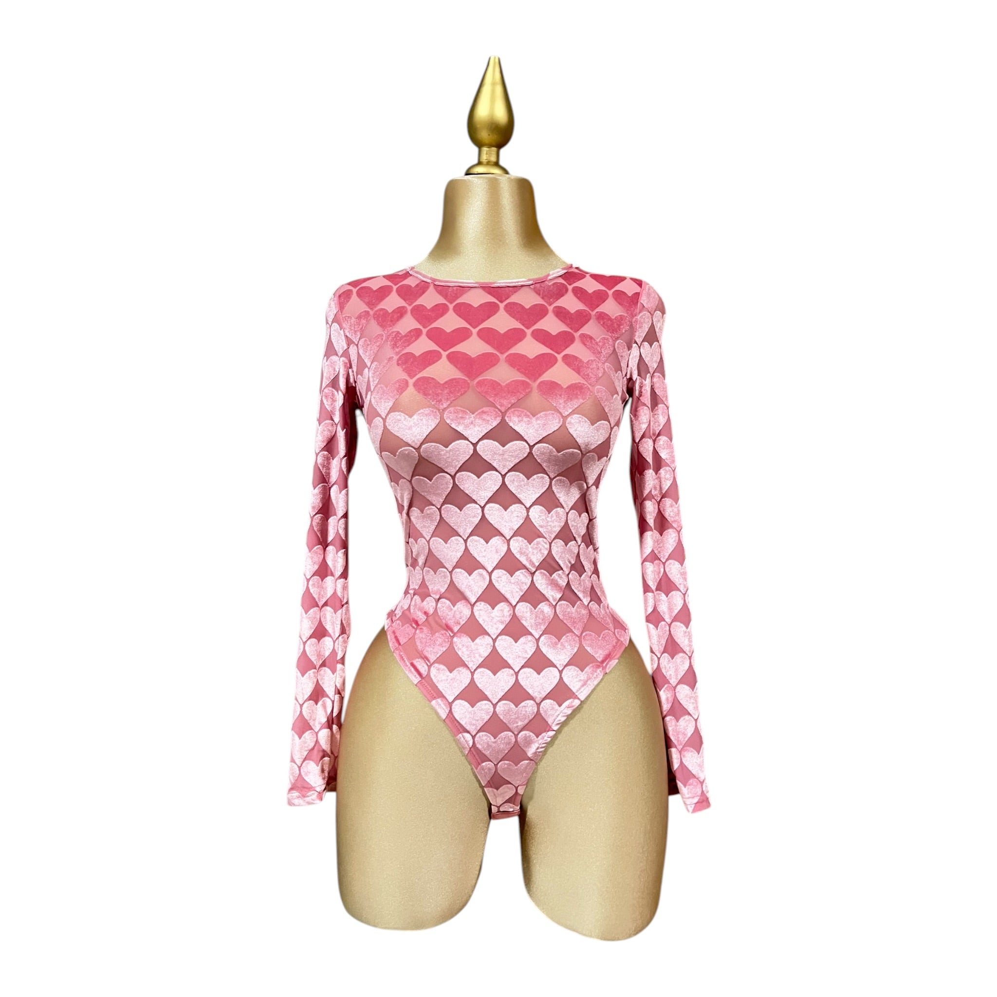 Body Terciopelo Corazones Fucsia LC.